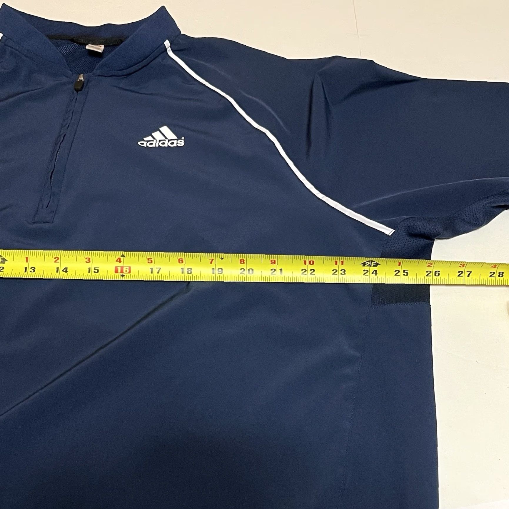 Adidas Adidas Batting Jacket Mens Large Blue 1/4 Zip Pullover Short Sleeve Windbreaker Baseball Activewear Casual Size US 33 - 6 Thumbnail