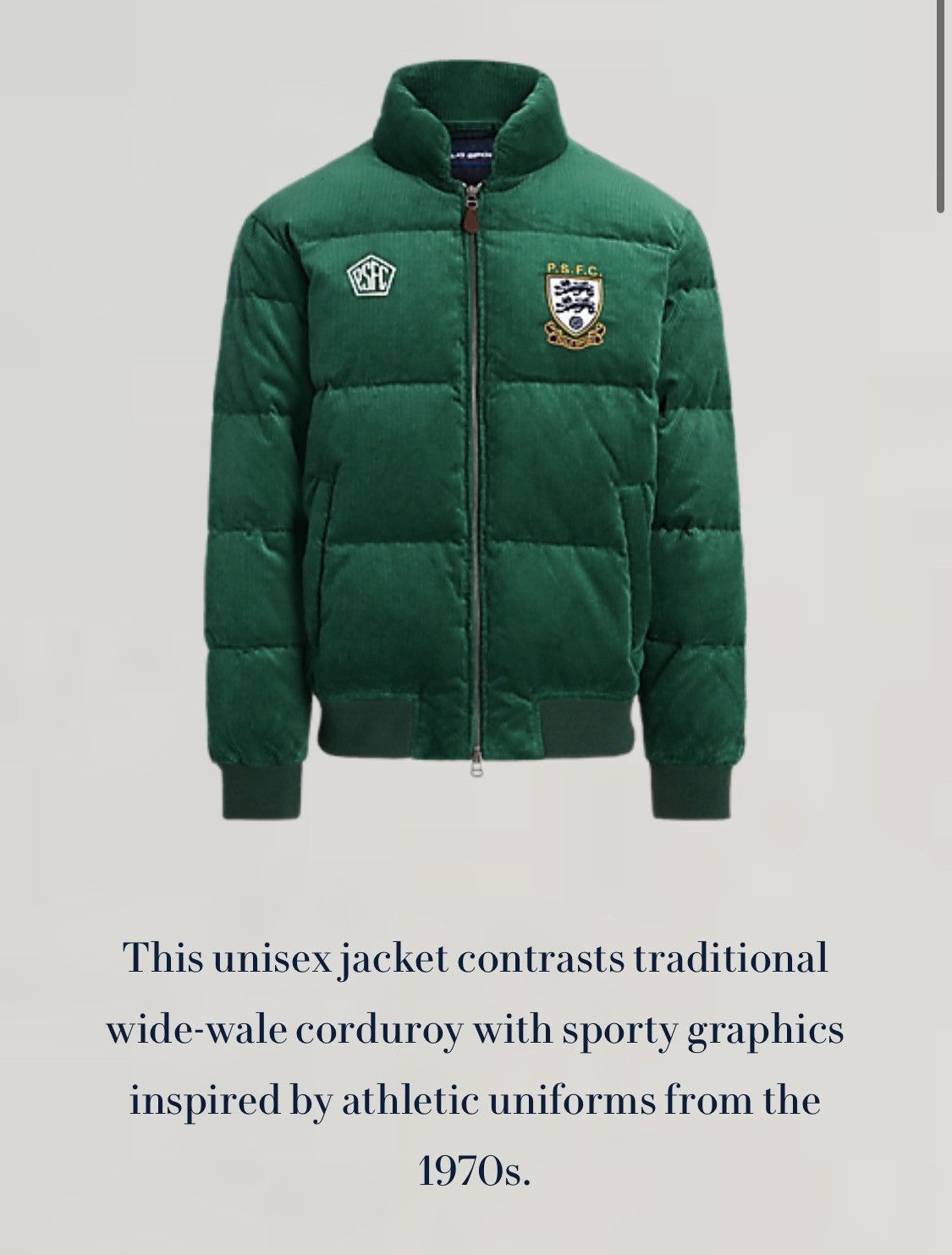 Polo Ralph Lauren Men’s Size Large | Polo Sport Corduroy Down Jacket Size US M / EU 48-50 / 2 - 17 Thumbnail