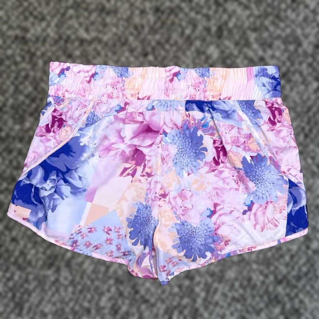 Avia Avia Running Shorts Womens XL Floral High Rise Pull On New Short Athletic Activewear Zip Pocket Moisture Wicking Multicolor Extra Large 4 in Inseam Size 40" / US 18 - 1 Thumbnail