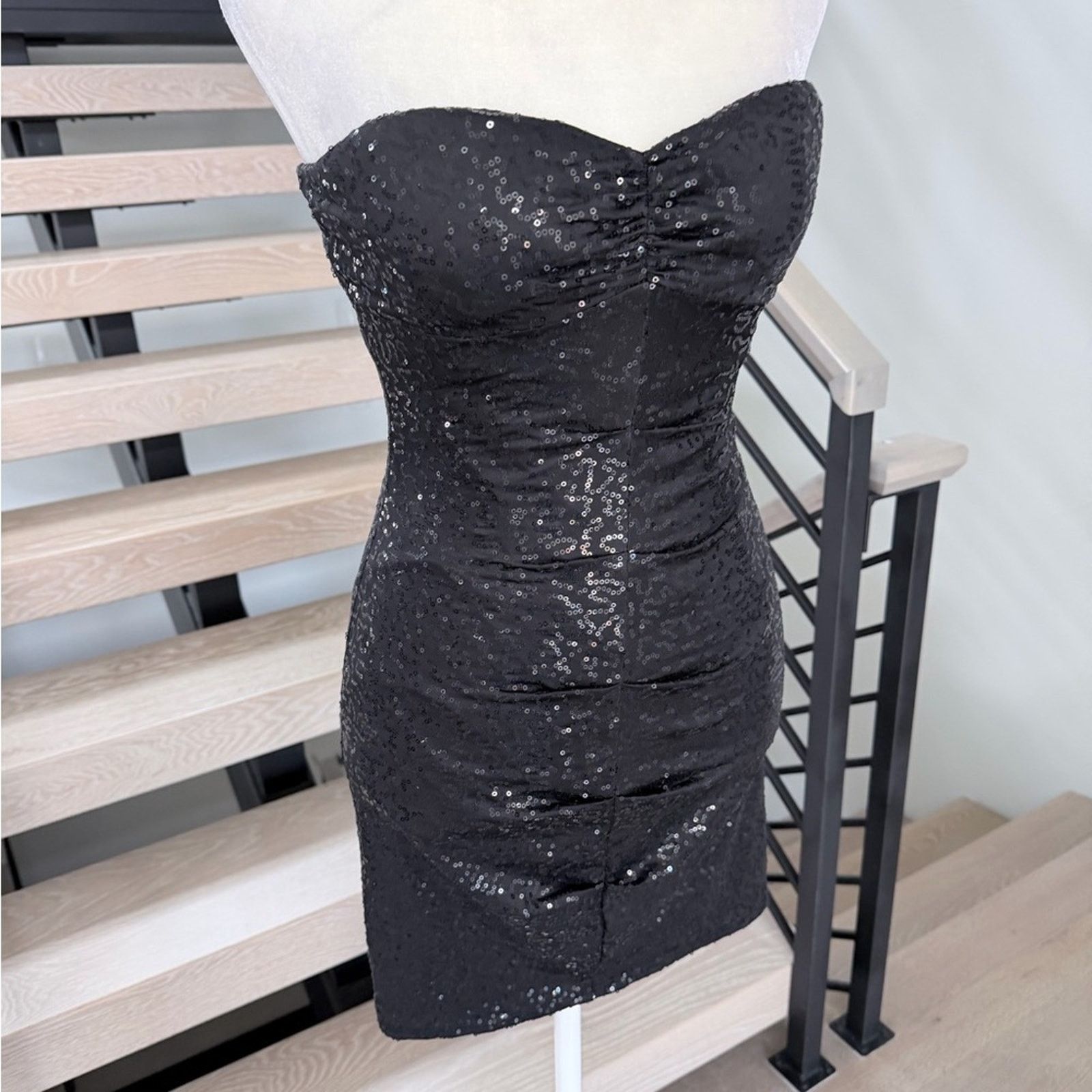 Other New Y2K Black Sequin Mini Strapless Dress size XS Size XS / US 0-2 / IT 36-38 - 2 Thumbnail