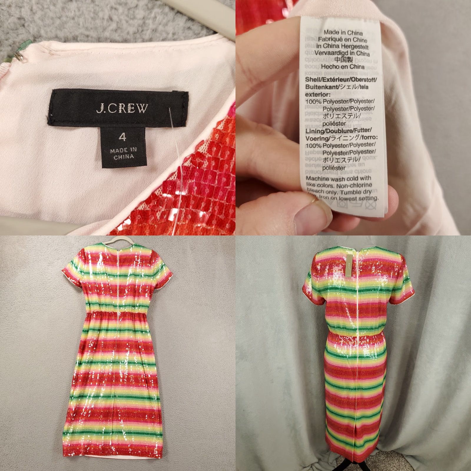 J.Crew J.CREW Dress New Sequin Rainbow Striped Sparkle Sequin Dress Size 4 Watermelon Barbiecore Size S / US 4 / IT 40 - 8 Thumbnail