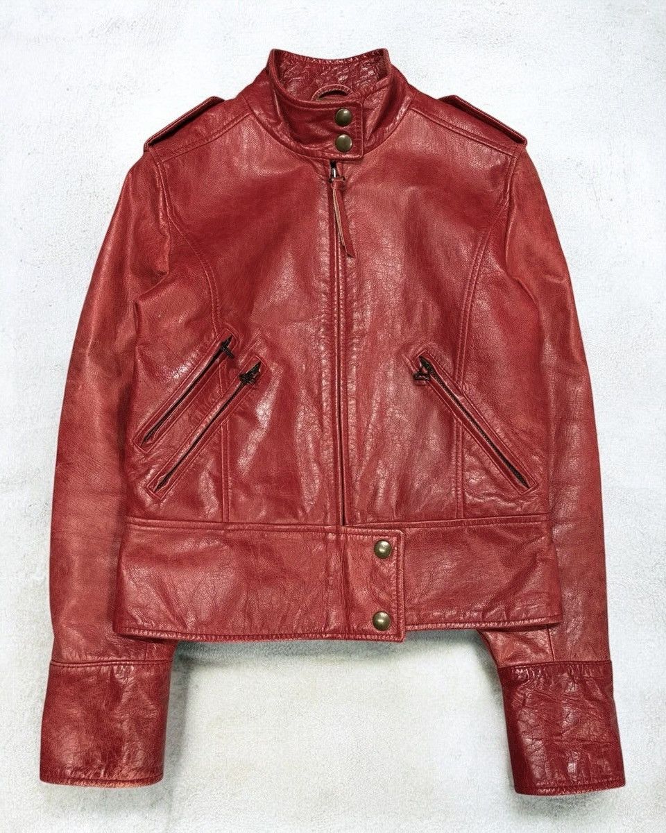 Dolce & Gabbana 1990s Dolce & Gabbana Red Biker Leather Jacket Size S / US 4 / IT 40 - 1 Thumbnail