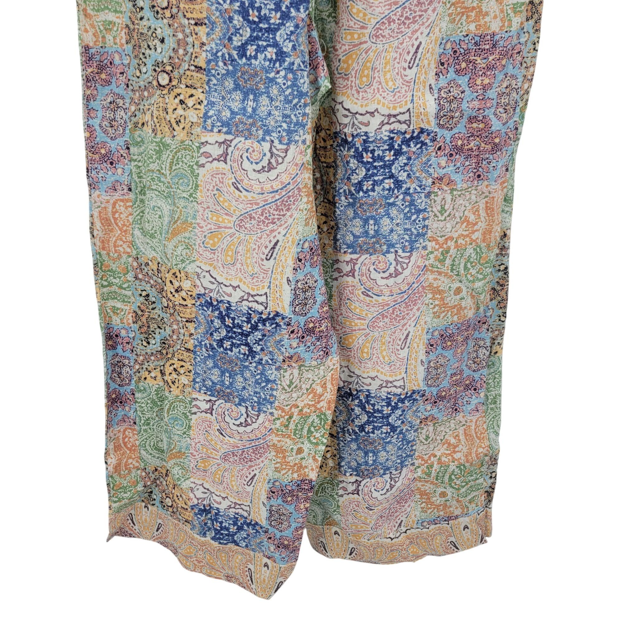 Rachel Zoe Rachel Zoe Womens Linen Multicolor Paisley Patchwork Wide-Le Size 30" / US 8 / IT 44 - 12 Thumbnail