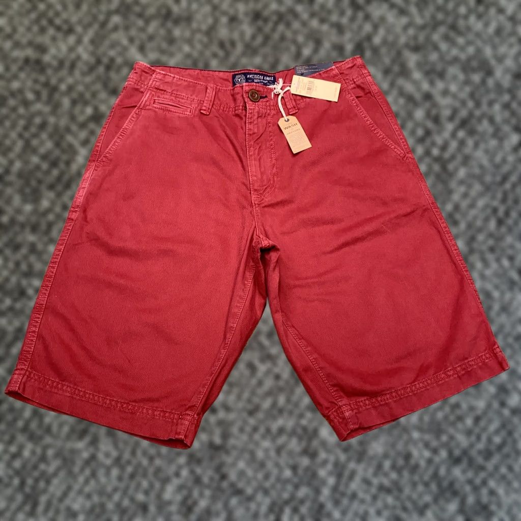 American Eagle Outfitters American Eagle Chino Short Adult 31 Red Mens New Longer Length Size US 31 - 1 Thumbnail