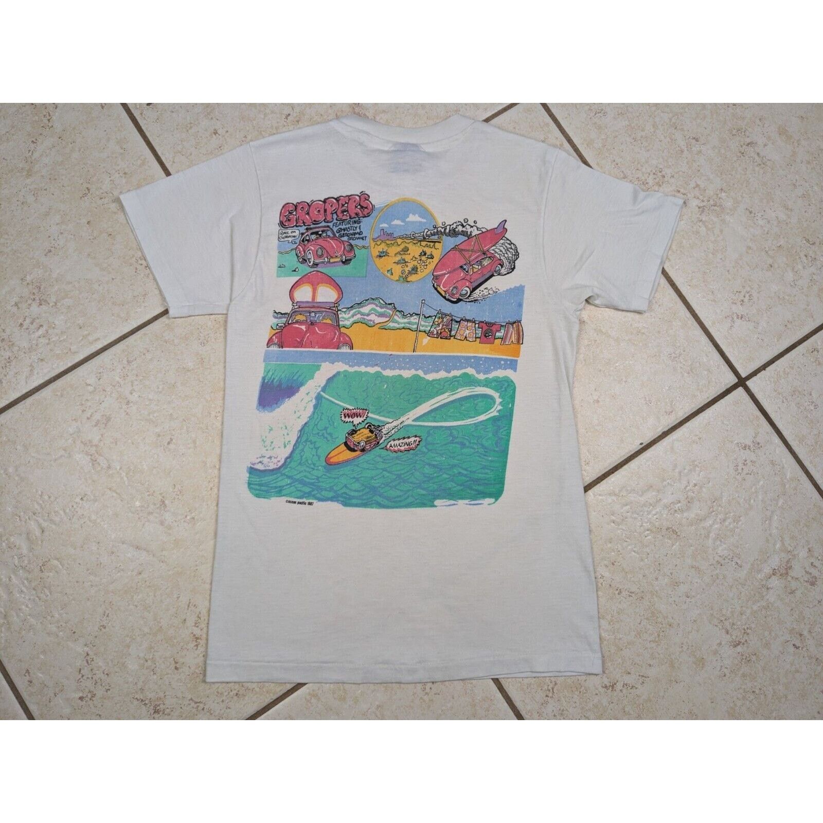 Ocean Pacific Vtg 1987 Ocean Pacific OP Surfing VW Bug Gropers Comic Shirt Size US S / EU 44-46 / 1 - 12 Thumbnail