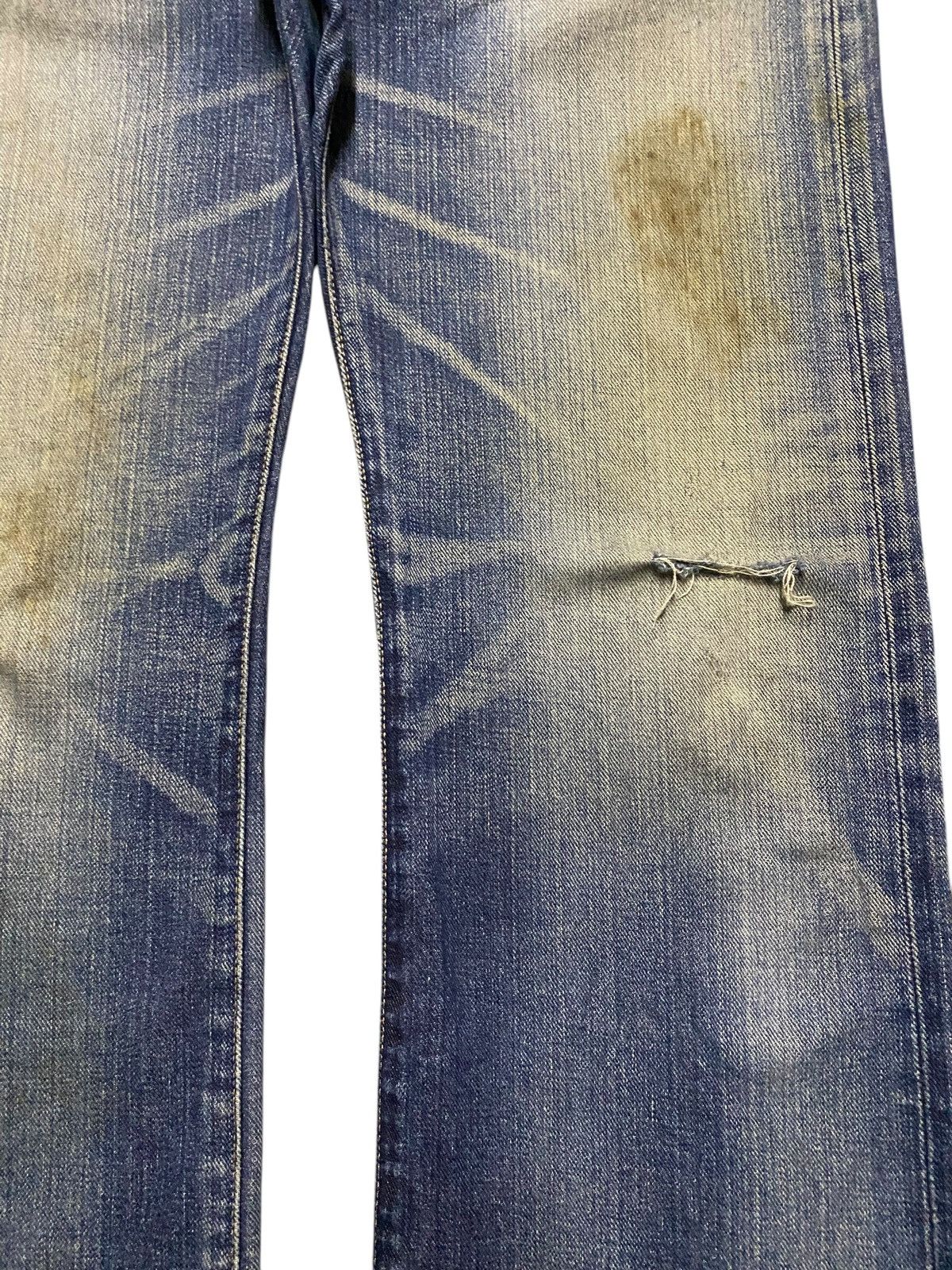 Japanese Brand Vintage Edwin 403 XV Mud Wash Distressed Loose Jeans Size US 34 / EU 50 - 8 Thumbnail