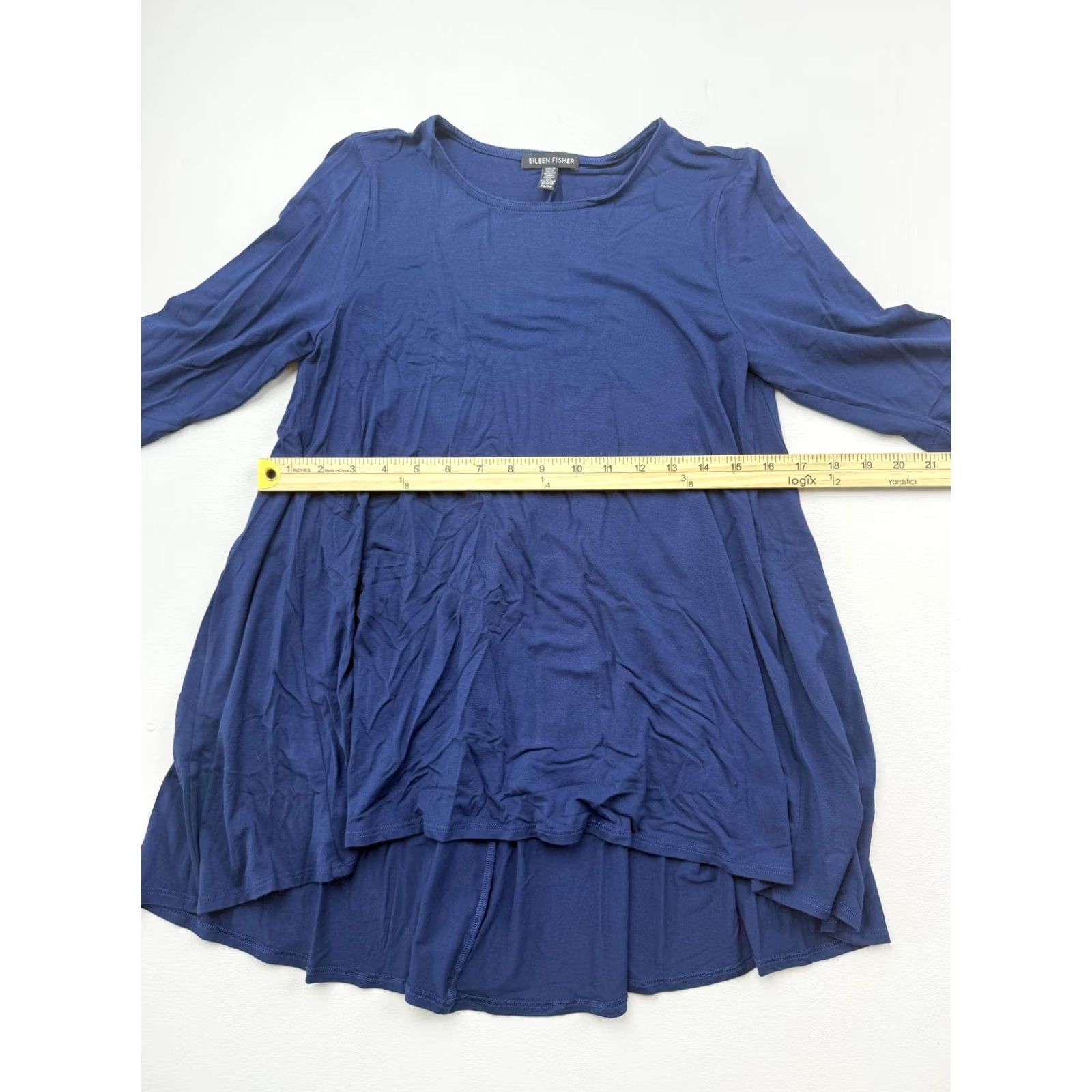Eileen Fisher Eileen Fisher Blouse Womens XS Blue Crew Neck Long Sleeve Jersey Tunic Top Size XS / US 0-2 / IT 36-38 - 5 Thumbnail