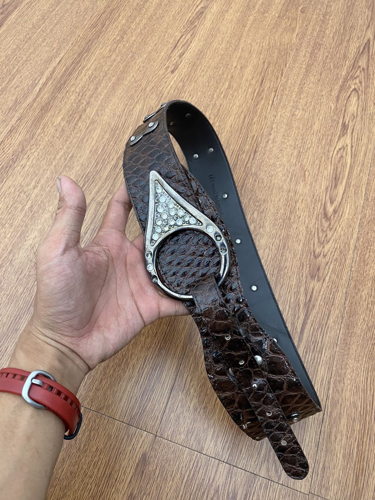 If Six Was Nine × Japanese Brand × Le Grande Bleu (L.G.B.) Crystal studded croc skin belt Size ONE SIZE - 5 Thumbnail