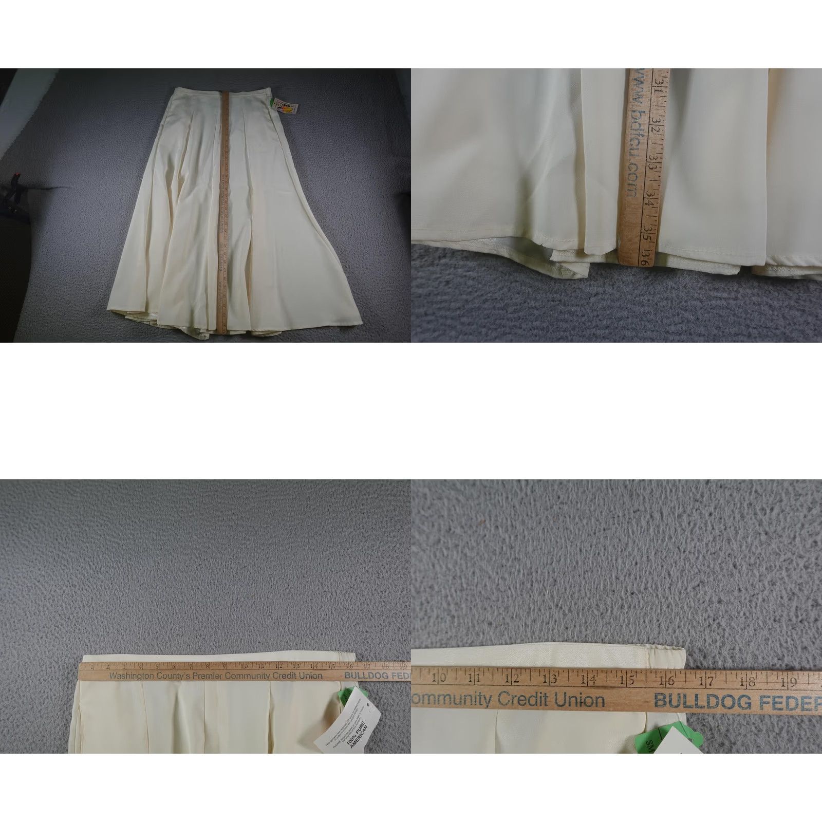 DANCER VINTAGE Western Skirt Womens Small White Cowgirl 90s Rodeo Square Dance Show USA 1849 Authentic Ranchwear Flare Long Lined Elastic Zip Womens Size 28" / US 6 / IT 42 - 8 Thumbnail