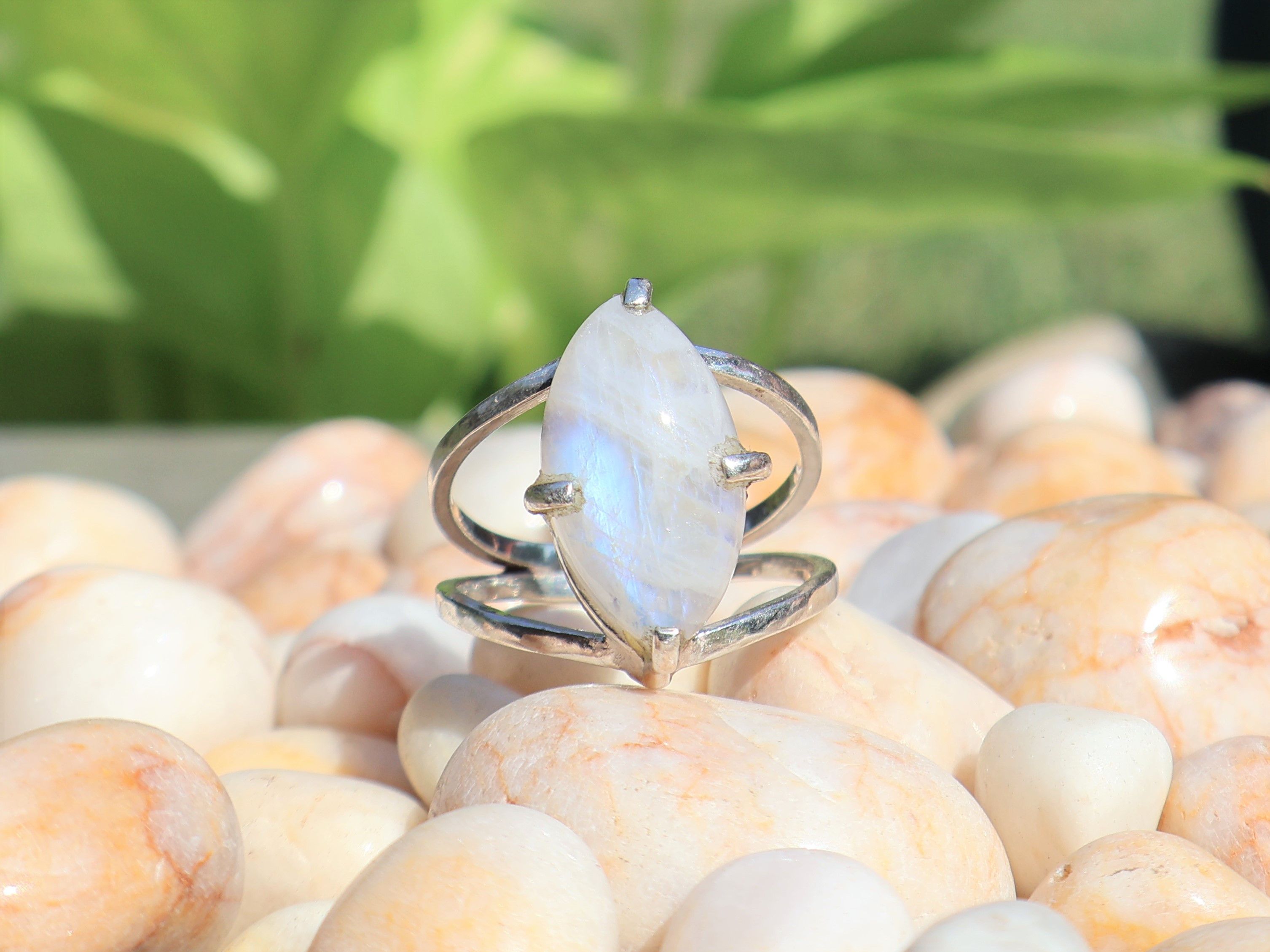 Handmade Rainbow Moonstone Ring, 925 Sterling Silver, Handmade Ring, Size ONE SIZE - 1 Thumbnail