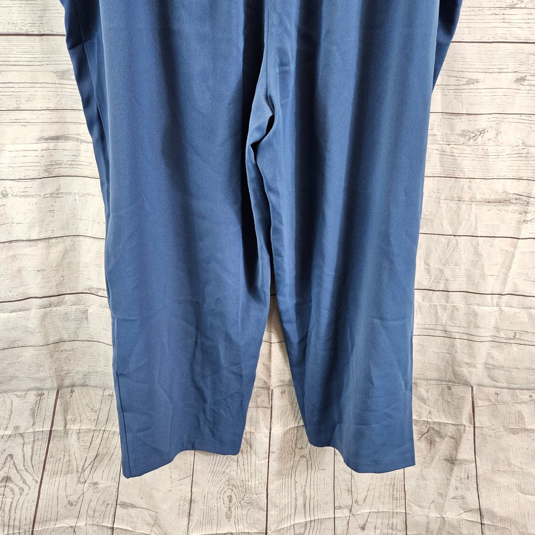 Vintage VINTAGE Skies Are Blue Pants 2X Solid Blue Pull On High Rise Womens Plus Fashion Ankle Size 40" / US 18 - 5 Thumbnail