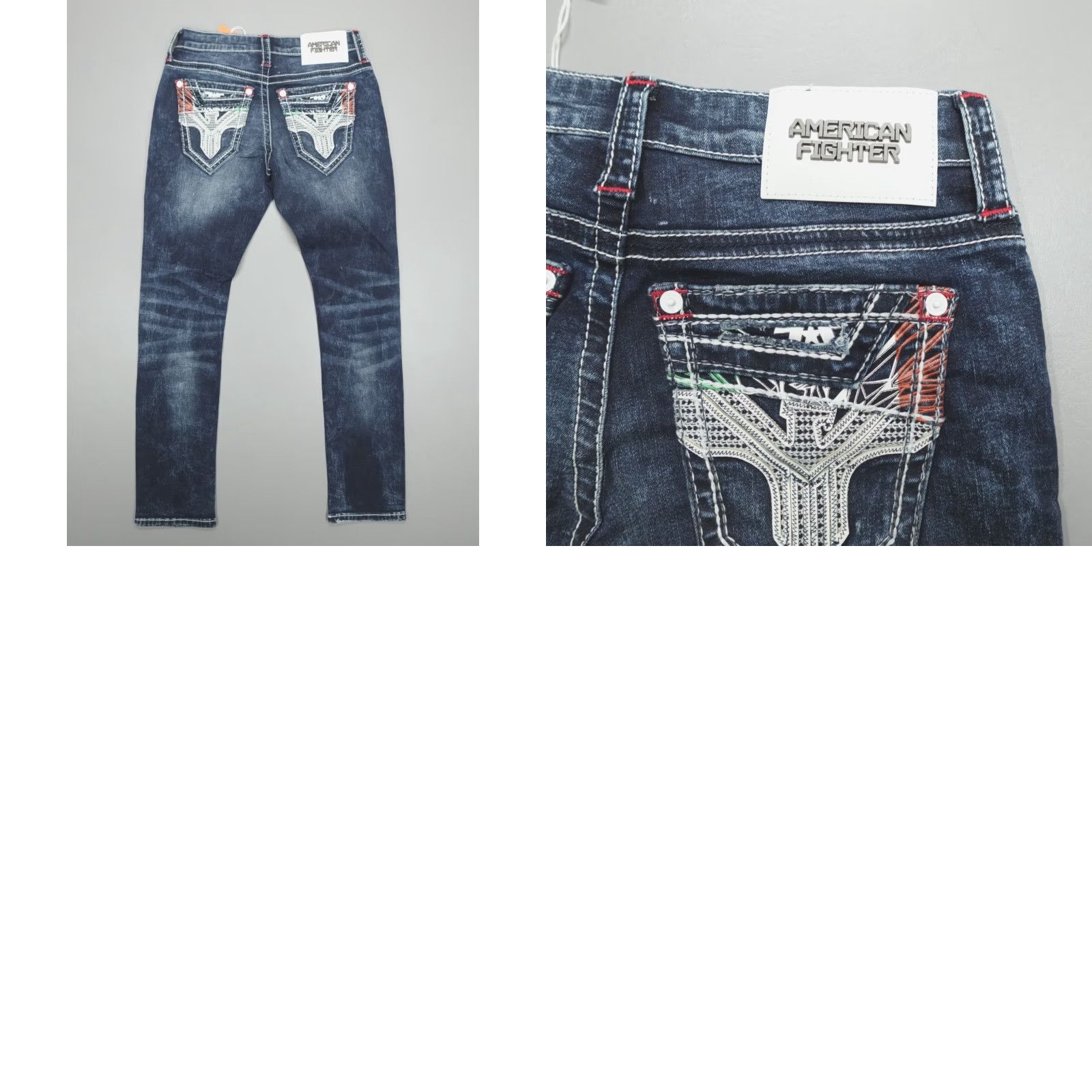 Vintage VINTAGE American Fighter Jeans Slim Men's 28x32 Distressed Denim 5-Pocket Buckle Eagle Colton 90s Mens Jeans Size US 28 / EU 44 - 9 Thumbnail