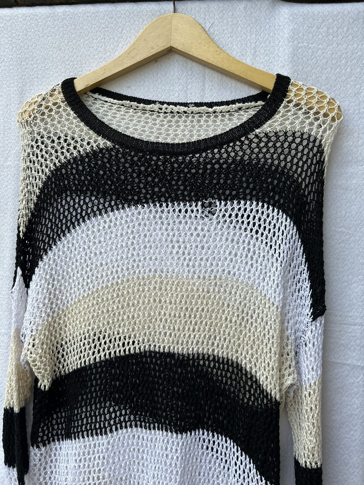If Six Was Nine × Japanese Brand × Le Grande Bleu (L.G.B.) Unknown open fishnet knitted stripe styled Size US L / EU 52-54 / 3 - 3 Thumbnail