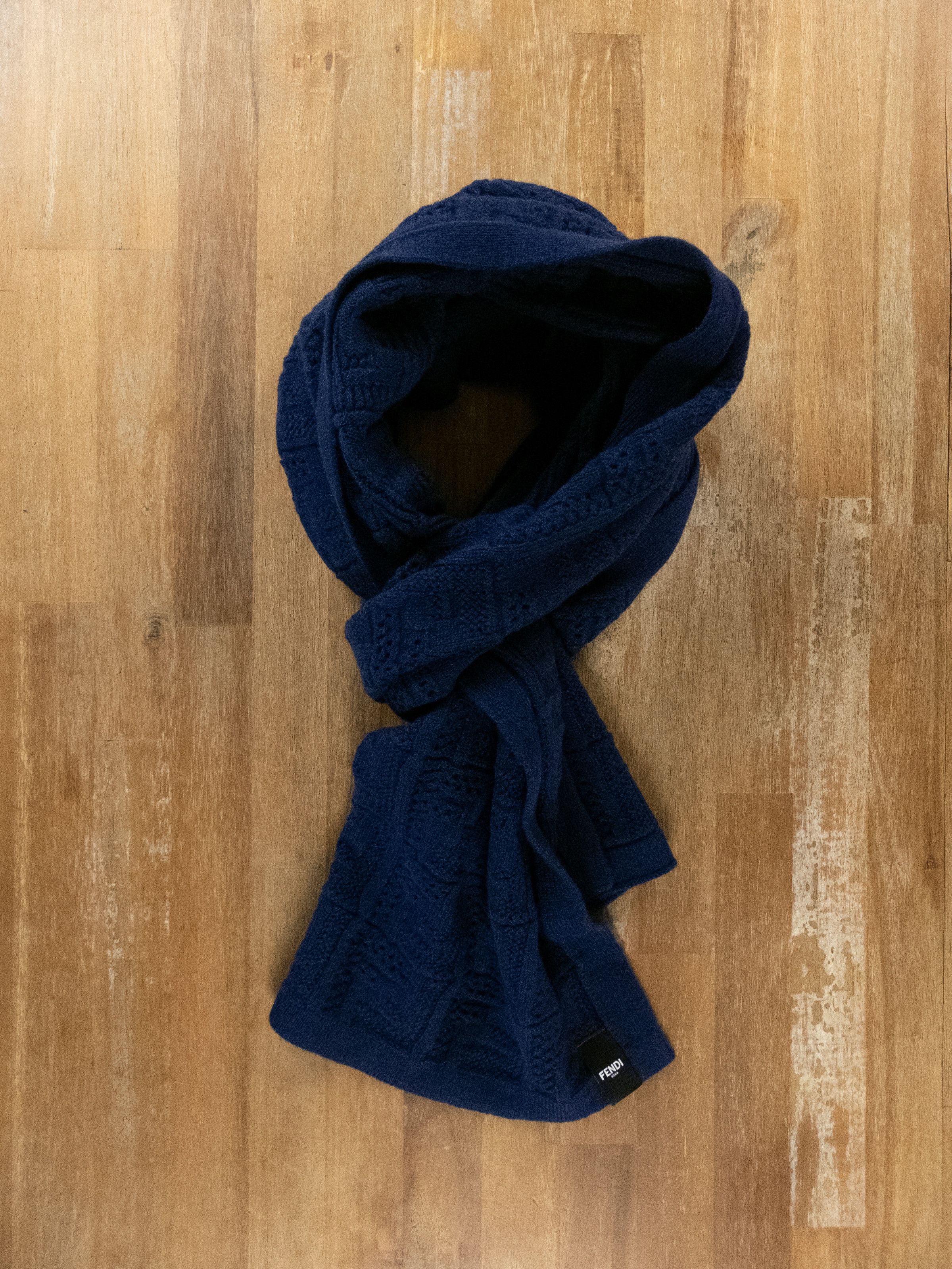 Fendi FENDI blue FF logo knit wool cashmere scarf authentic q Size ONE SIZE - 7 Thumbnail
