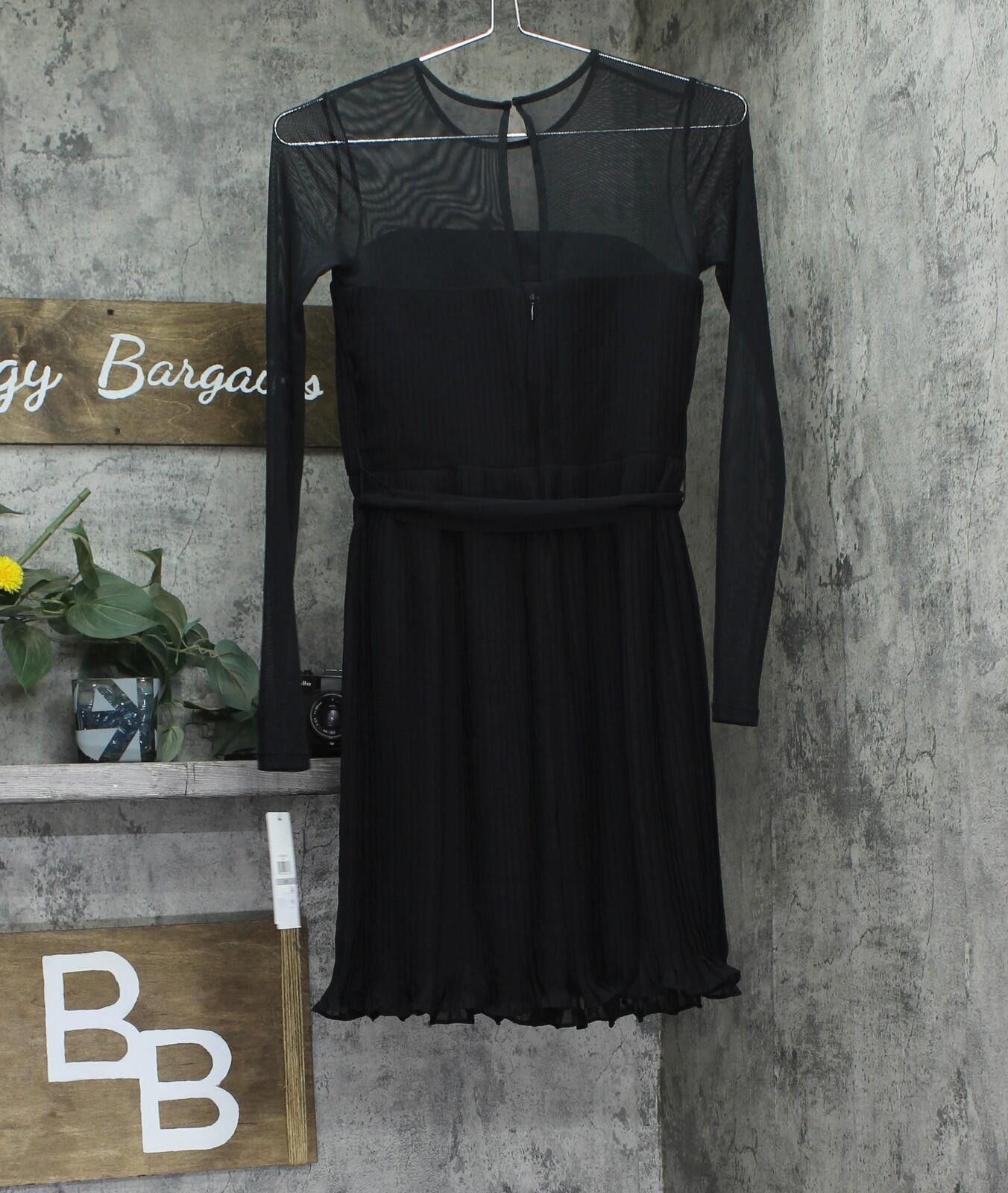 DKNY Dkny Dress Jewel Neck Pleated Mesh Dress Xd4ki694 Black 0p Size XS / US 0-2 / IT 36-38 - 2 Thumbnail