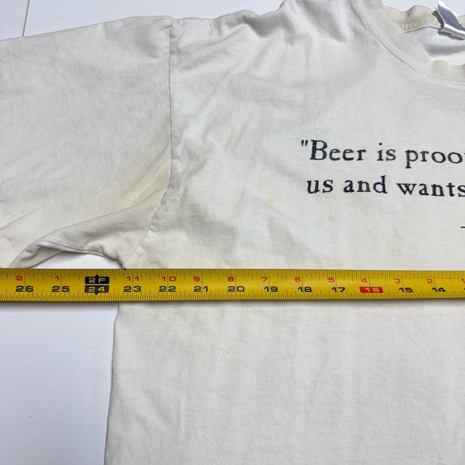 Vintage Vintage 90s Ben Franklin Beer Quote T Shirt Mens XL White Size US XL / EU 56 / 4 - 14 Thumbnail