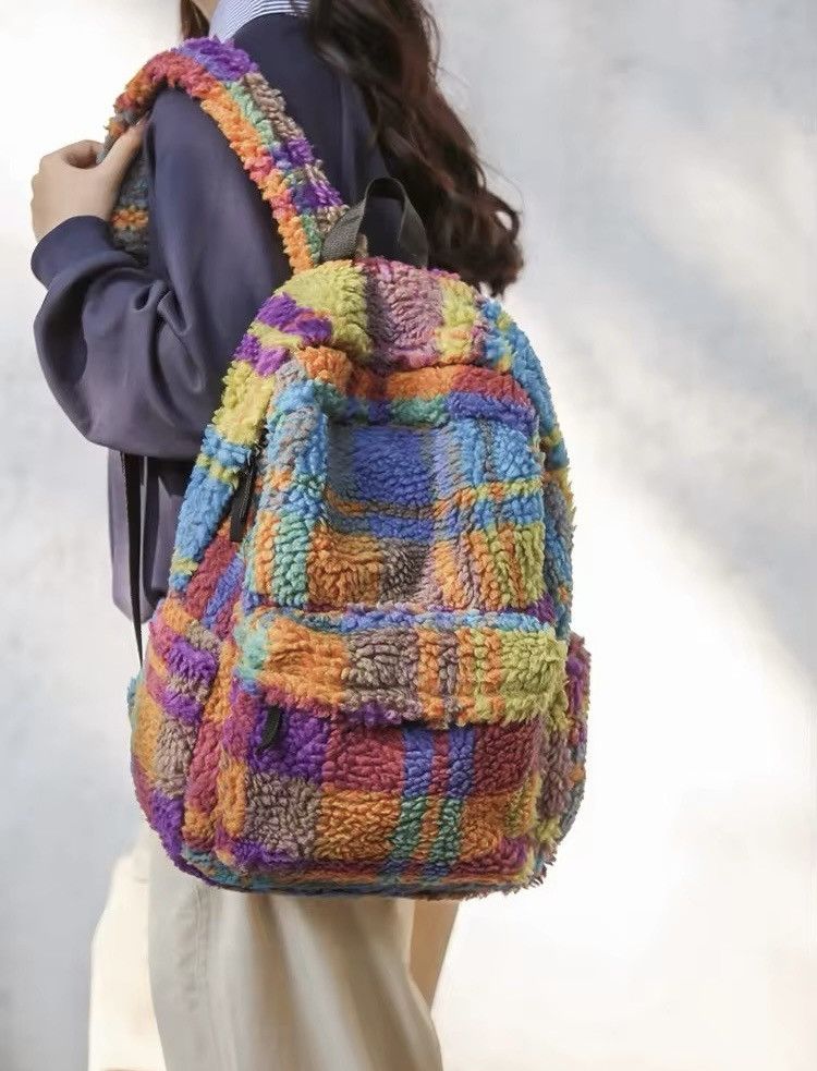 Japanese Brand Unisex Fluffy Plush Capacity Backpack Size ONE SIZE - 2 Thumbnail