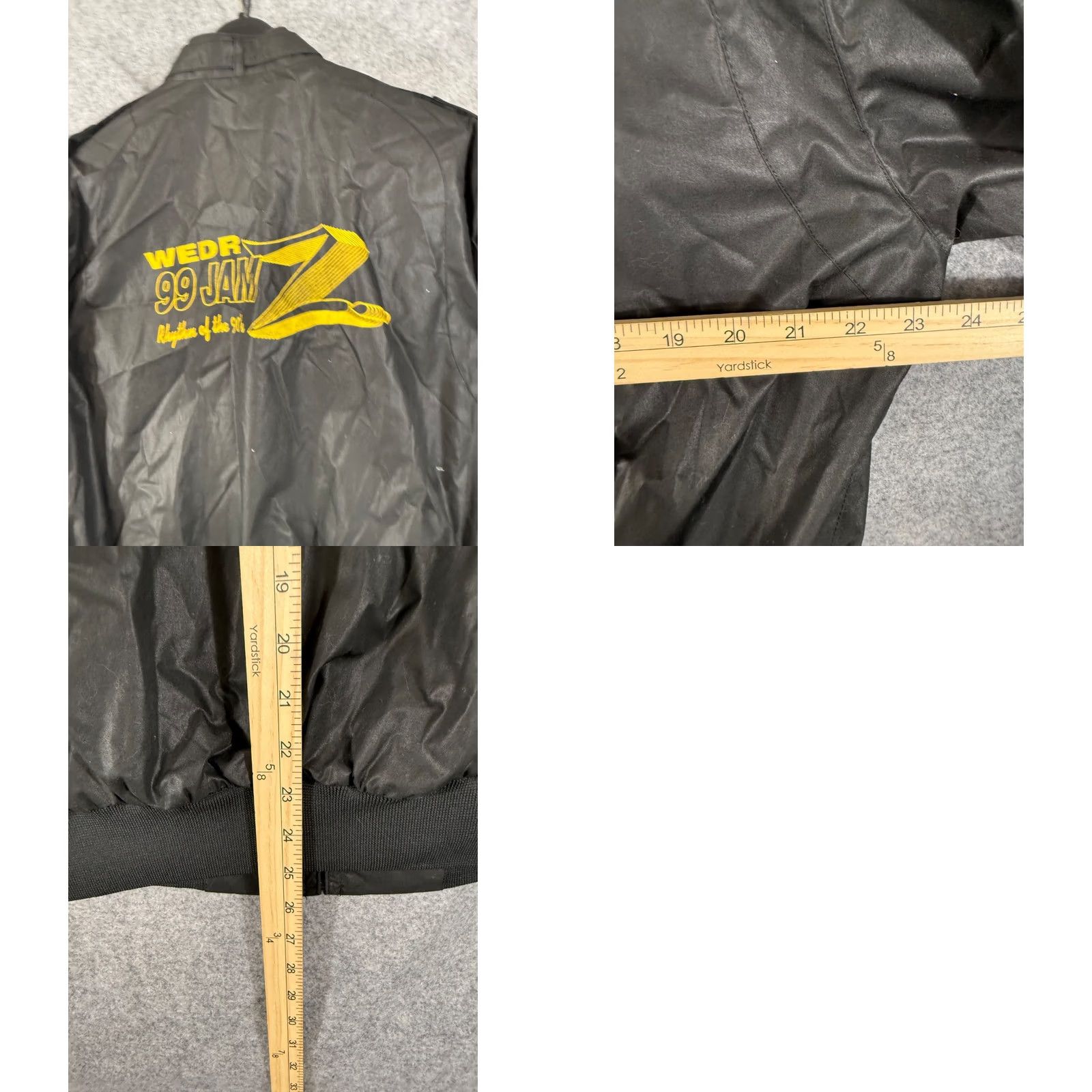 Members Only VINTAGE Members Only Bomber Jacket Mens 40 Black Austin Radio Station Logo Full Zip Lined Stand Up Neck VTG Size US XXS / EU 40 - 9 Thumbnail