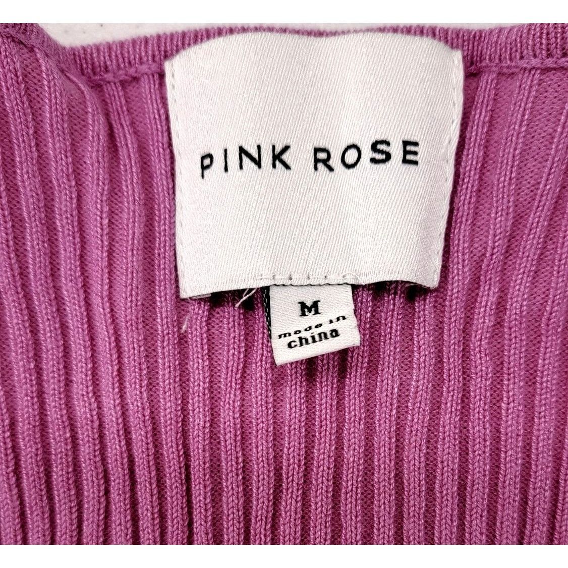 Other Pink Rose Ribbed Knit Wrap Sweater Medium Mauve Long Sleeve Size M / US 6-8 / IT 42-44 - 4 Thumbnail