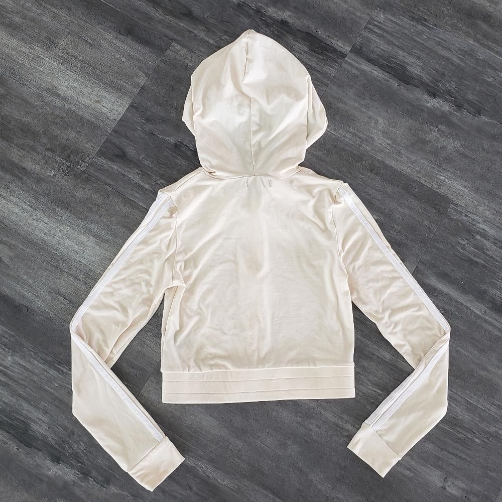Designer Beige White Striped Feathers Sweat Suit Zip Up Size 28" / US 6 / IT 42 - 2 Thumbnail