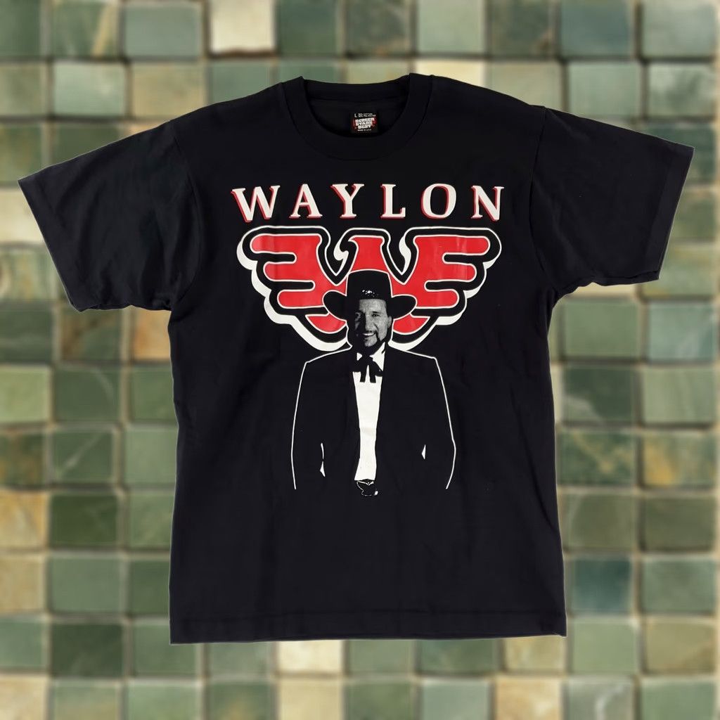 Vintage VINTAGE Waylon Jennings T Shirt Black Screen Stars 90s Single Stitch Best Mens L Size US L / EU 52-54 / 3 - 1 Thumbnail
