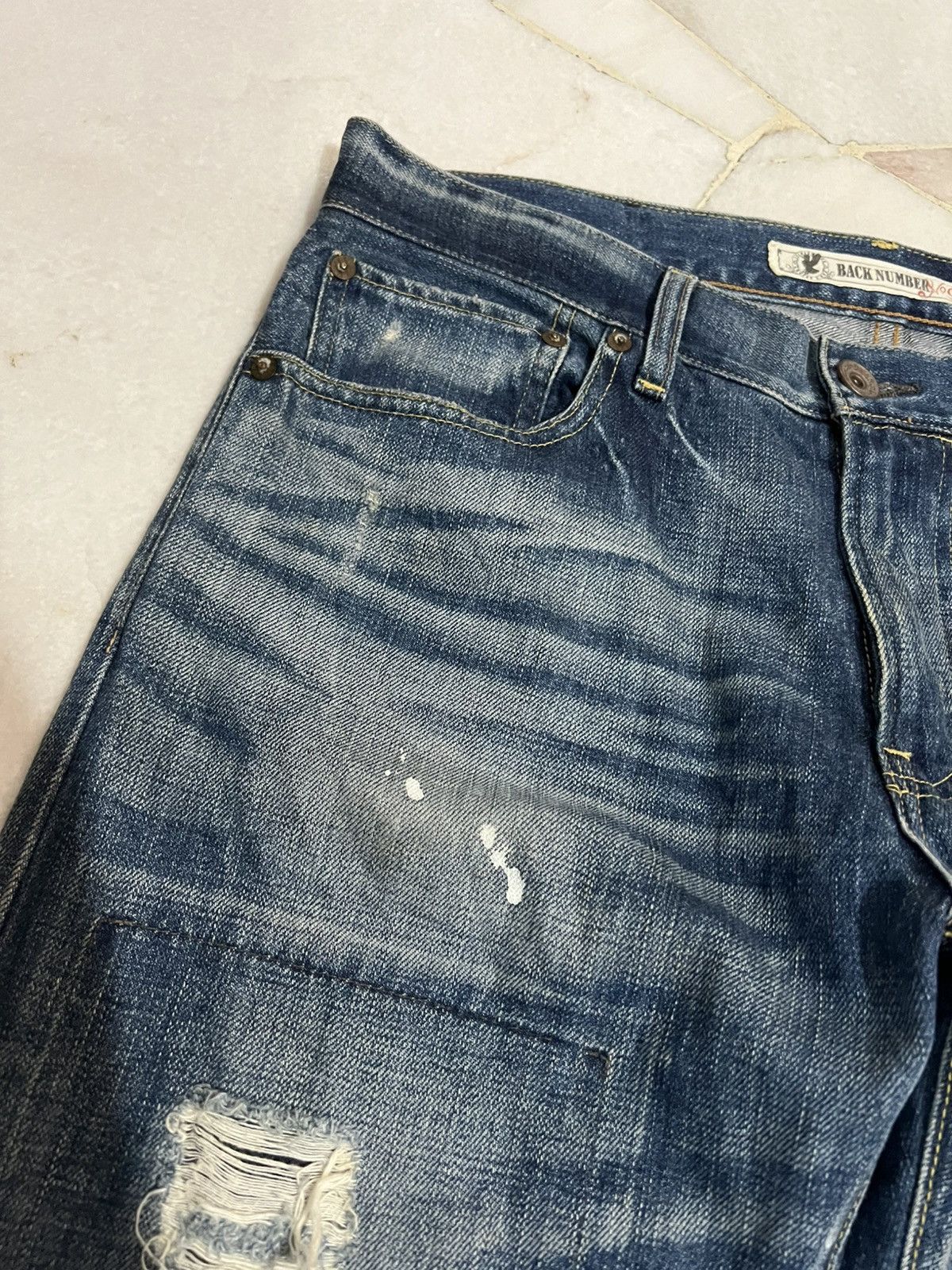 Japanese Brand 90’s BACK NUMBER 02 DISTRESSED PAINTER JEAN Size US 34 / EU 50 - 8 Thumbnail