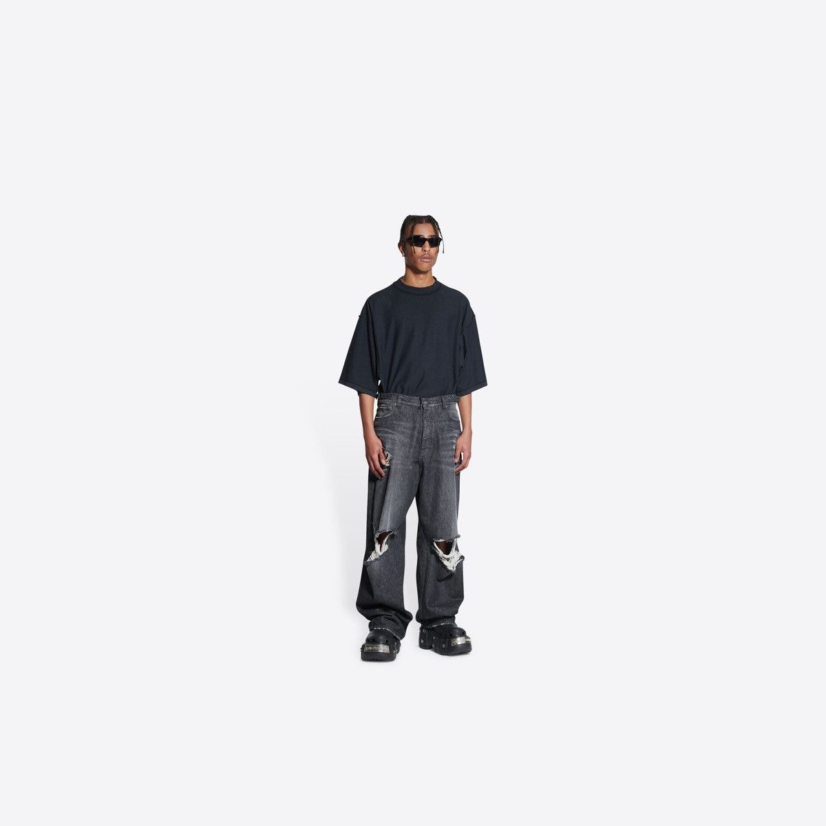 Balenciaga SS22 Destroyed Super Baggy Skater Denim Size US 34 / EU 50 - 3 Thumbnail