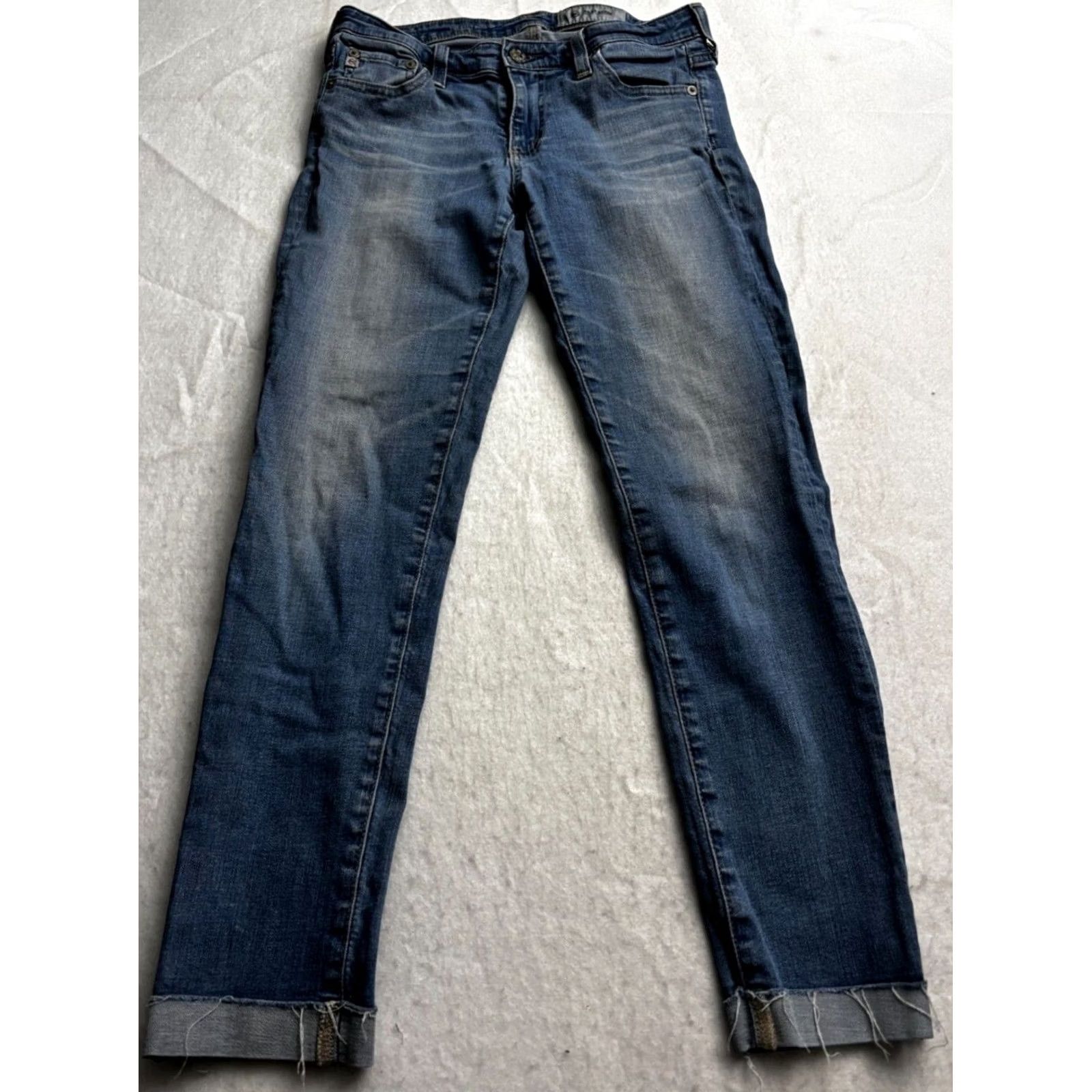 Vintage AG Adriano Goldschmied Jeans Women Blue Distressed Skinny Cigarette Size 27 Fit(28x26) Size 27" / US 4 / IT 40 - 2 Thumbnail
