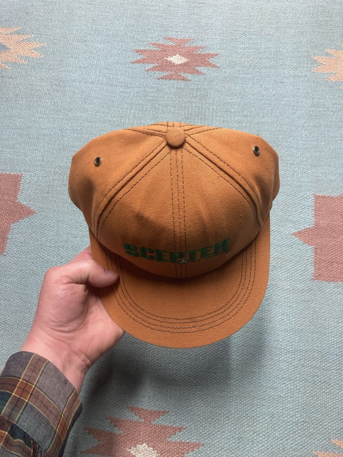 Vintage Vtg Strapback hat canvas scepter herbicide farm feed tan Size ONE SIZE - 3 Thumbnail