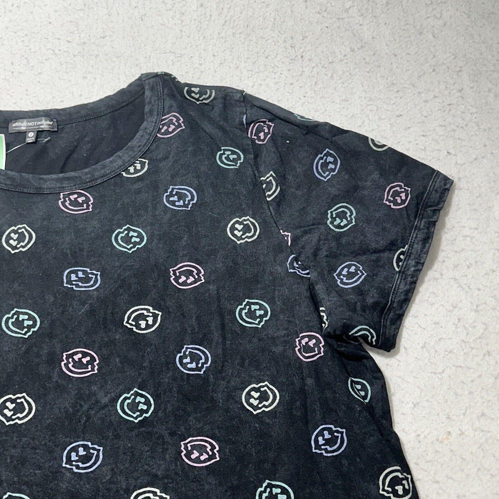 Other Attitude Not Include 3X Black Smiley Face Graphic T-Shirt Size 3XL / US 20-22 - 3 Thumbnail