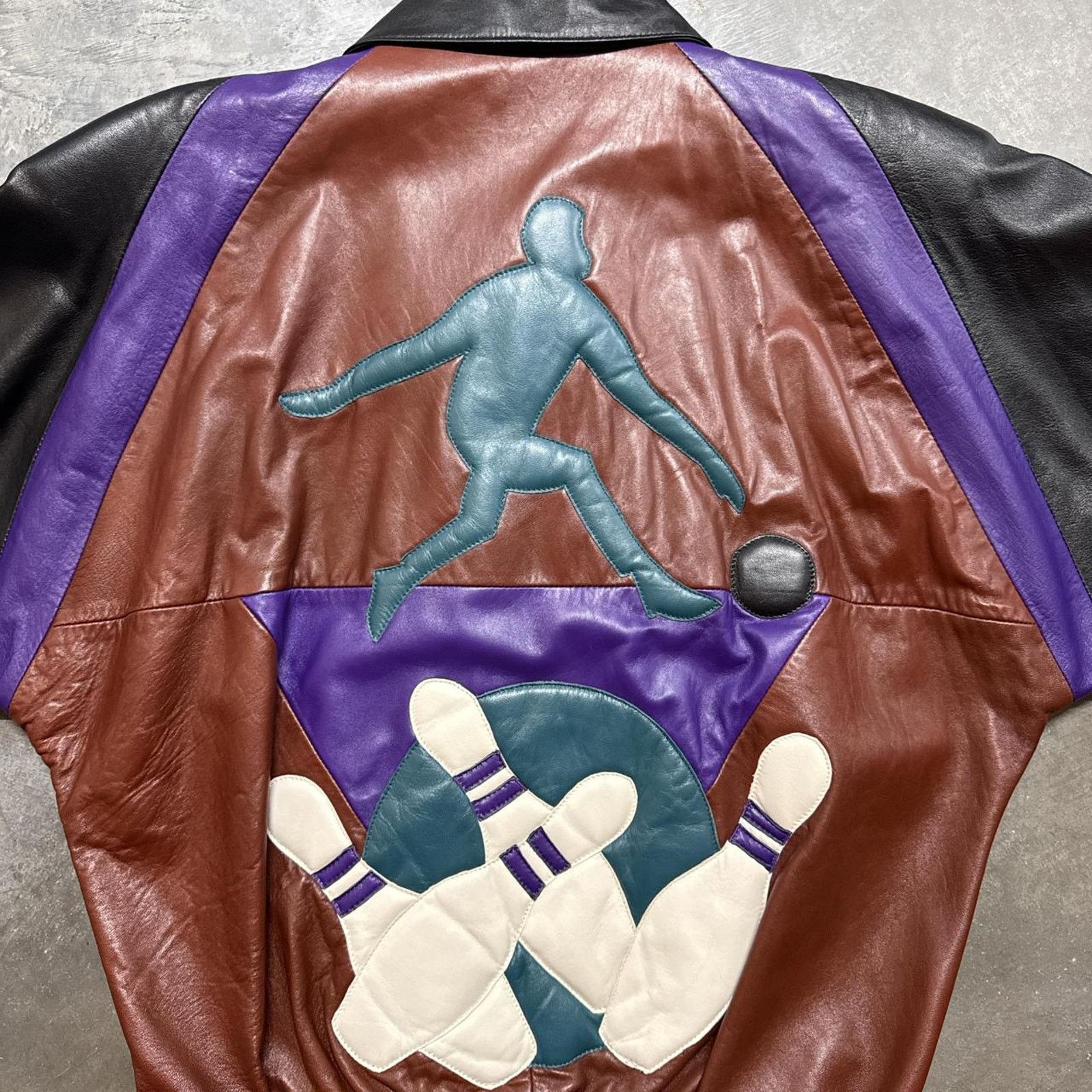 & Other Stories Vintage 80s Bowling Strike Lamb Leather Jacket Size US M / EU 48-50 / 2 - 2 Thumbnail