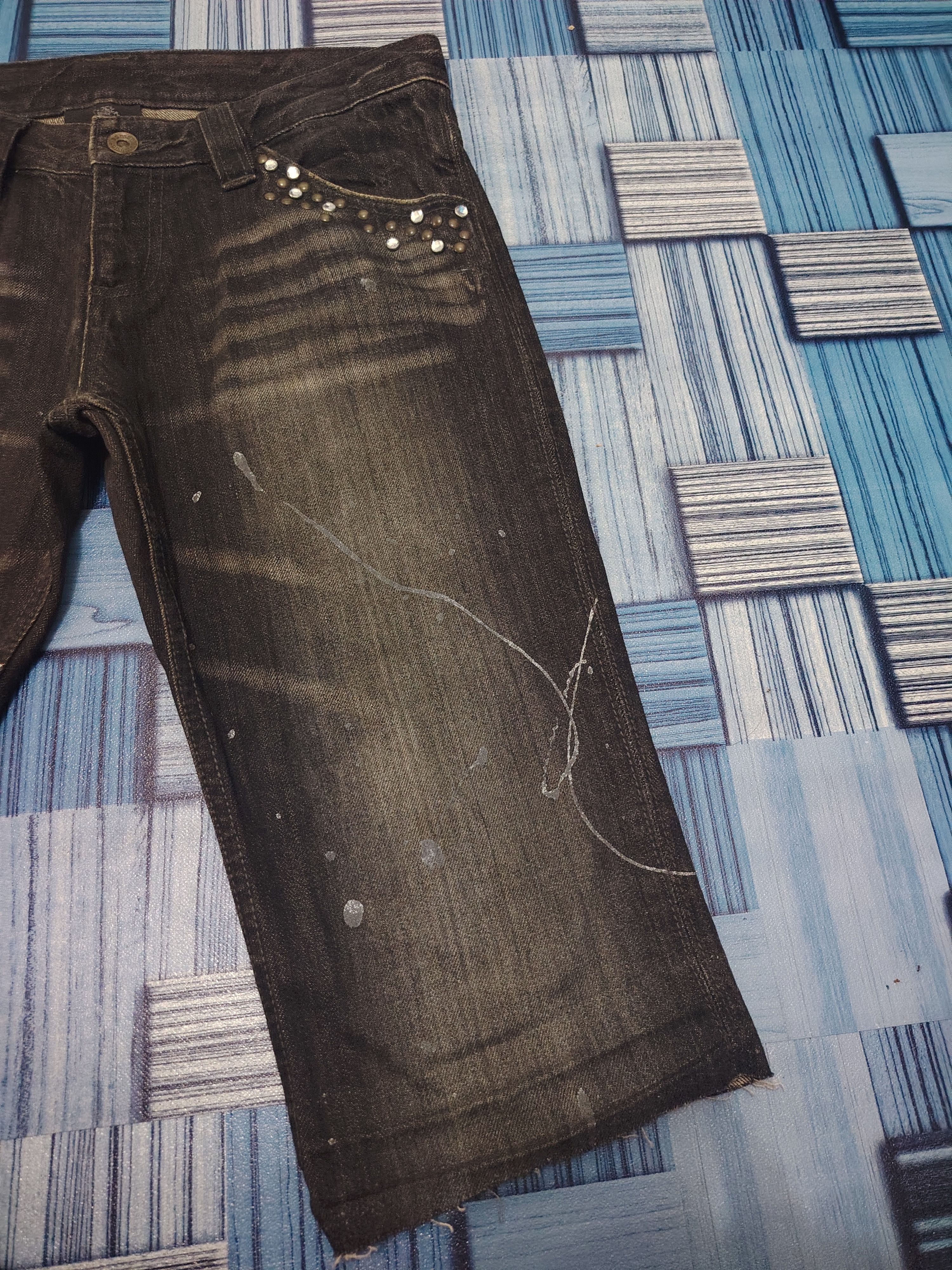 If Six Was Nine Rare!!! Japanese Semantic design Jeans Rhinenstone Pocket Size US 31 - 4 Thumbnail