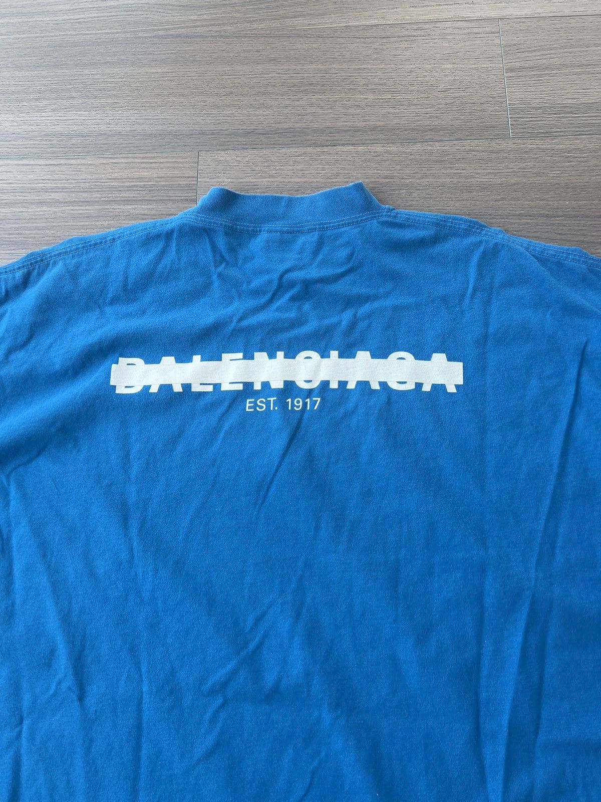 Balenciaga Balenciaga Blue Logo Tee Size US XL / EU 56 / 4 - 4 Thumbnail