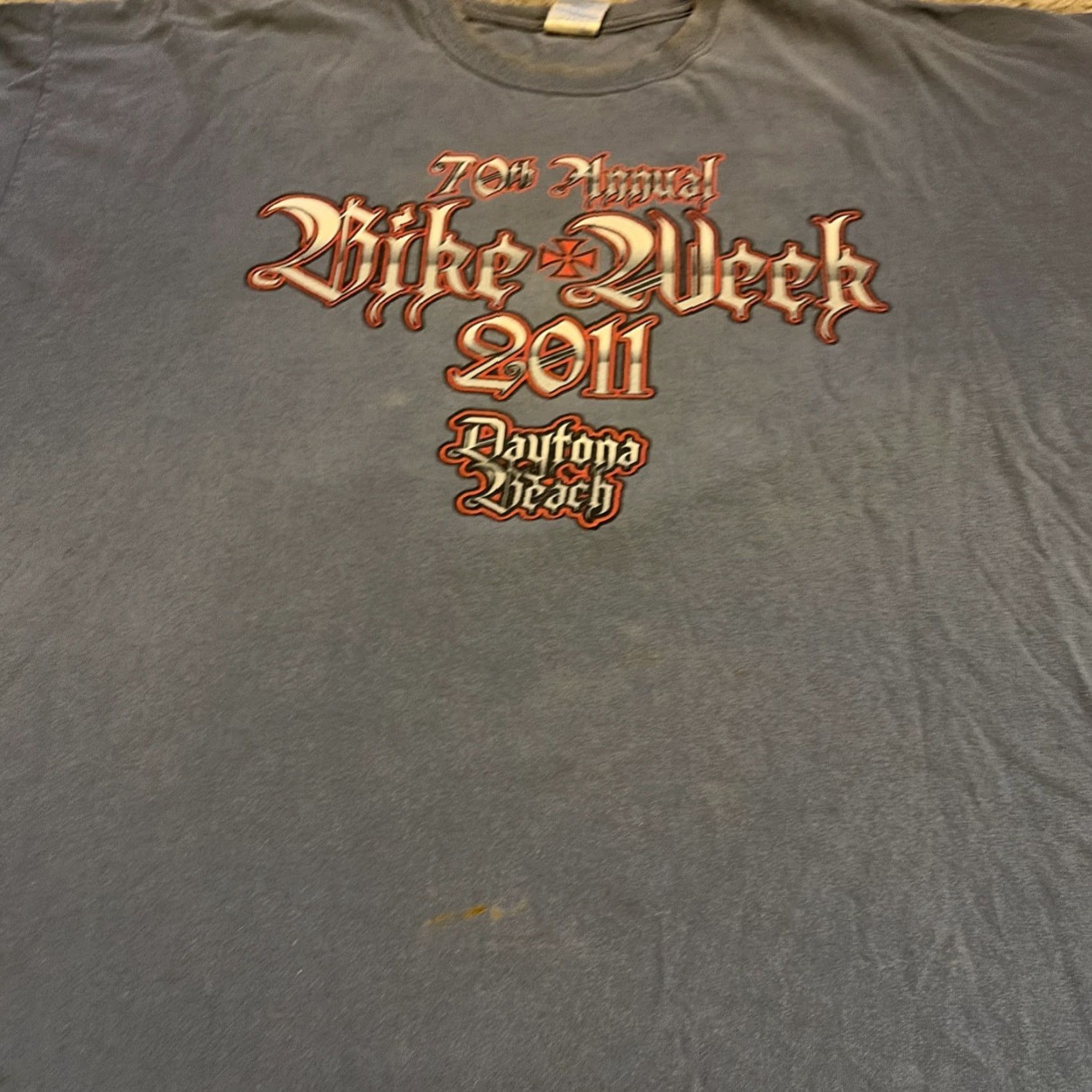 Gildan Daytona Beach Bike Week 2011 Blue Motorcycle Biker Grunge T-Shirt 3XL Mens Gildan Regular Shirt Size US XXL / EU 58 / 5 - 6 Thumbnail