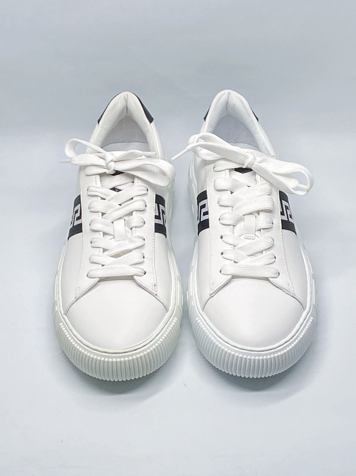 Versace Versace La Greca Ribbon-Trim Leather Sneakers size 40 Size US 10 / IT 40 - 3 Thumbnail