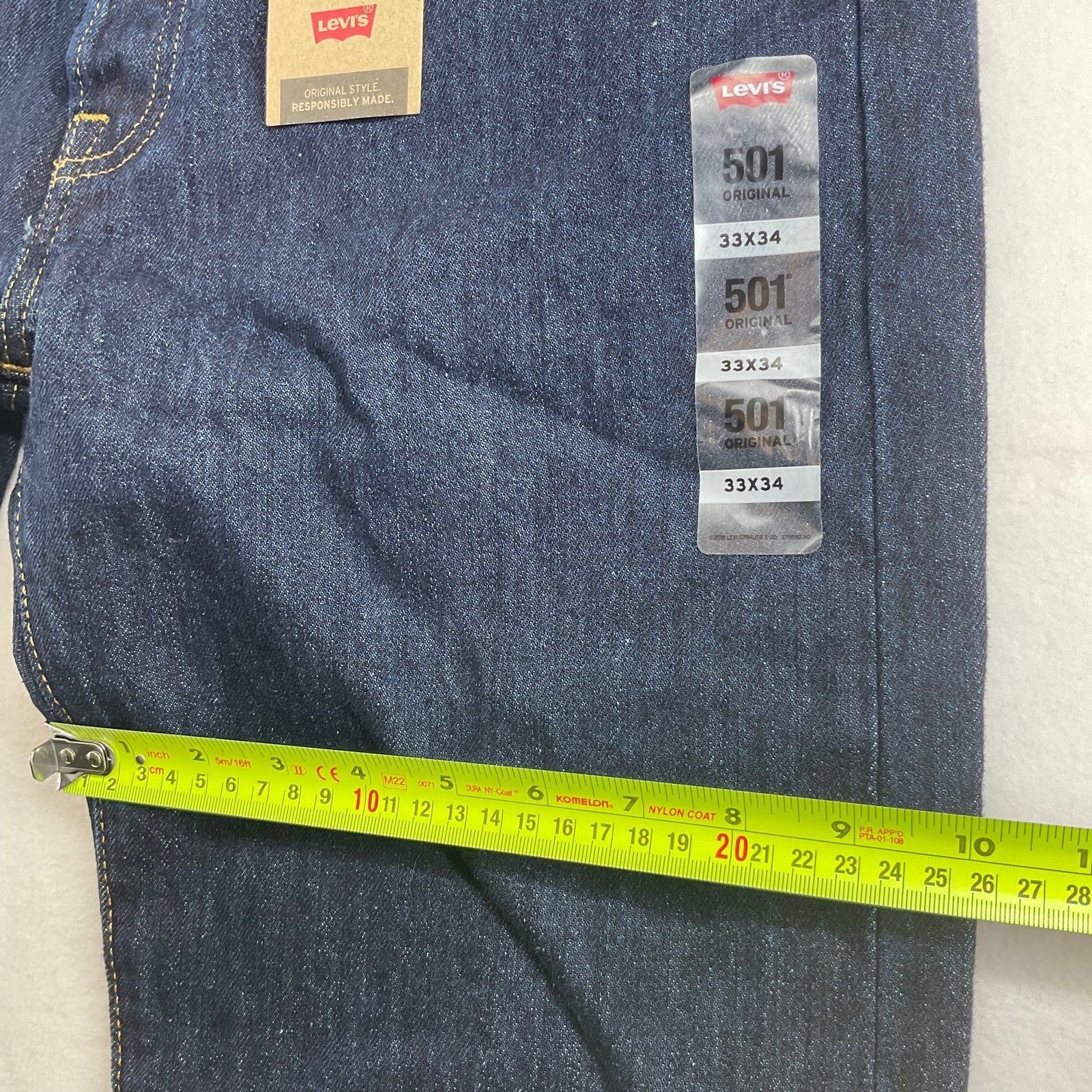 Levi's NWT LEVI'S 501 Jeans Men's 33W 34L Button Fly Dark Blue PAKI Size US 33 - 5 Thumbnail