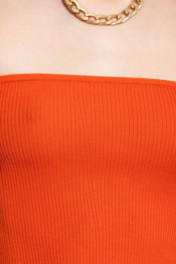 Saint Laurent Paris o1s1wg111124 Ribbed Crop Top in Orange Size XL / US 12-14 / IT 48-50 - 5 Thumbnail