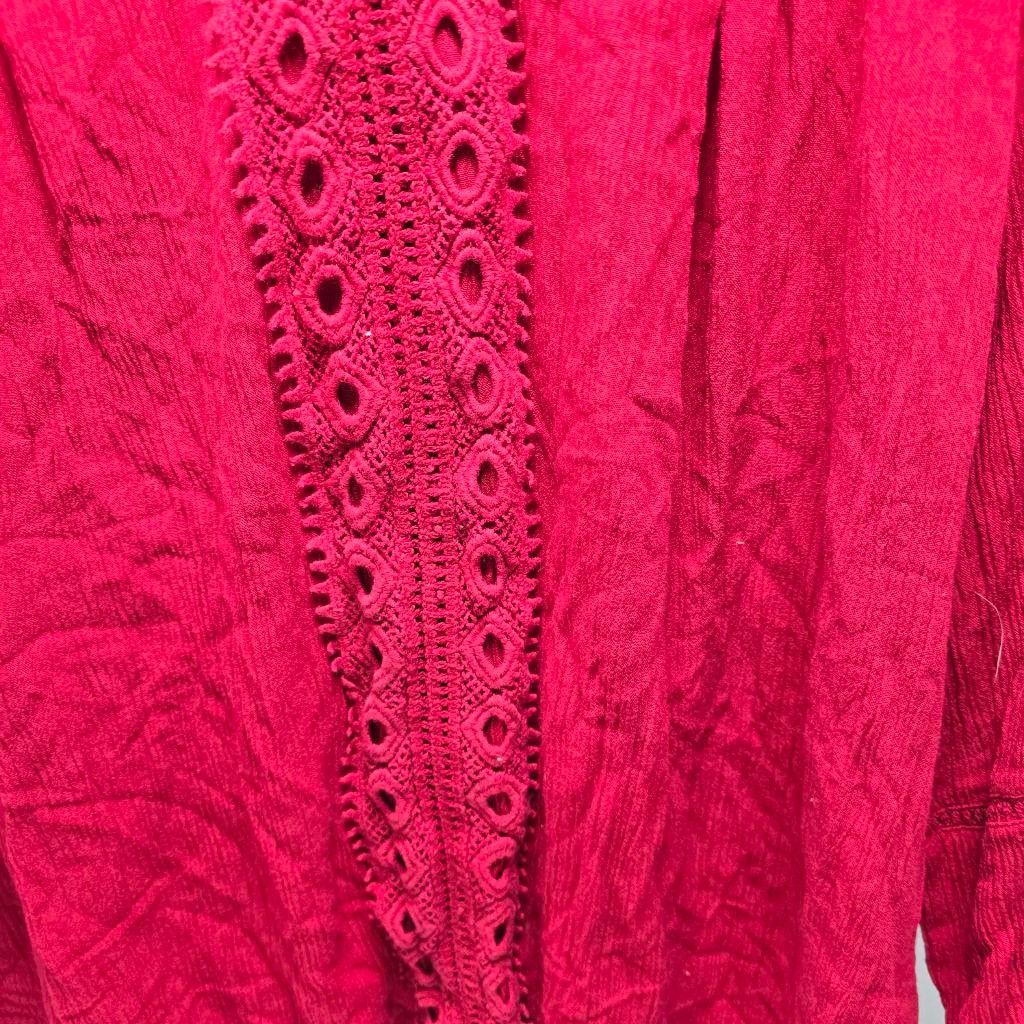 The Unbranded Brand Women's NEW DIRECTIONS Red Lace Blouse L Size L / US 10 / IT 46 - 3 Thumbnail