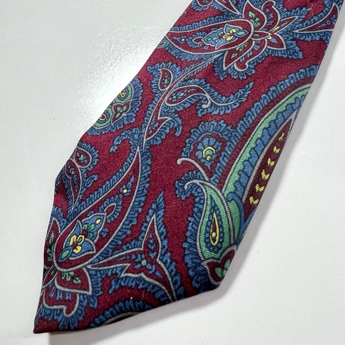 Etro ETRO Men's Tie Red Blue Green All Silk Paisley Woven Necktie Size ONE SIZE - 4 Thumbnail