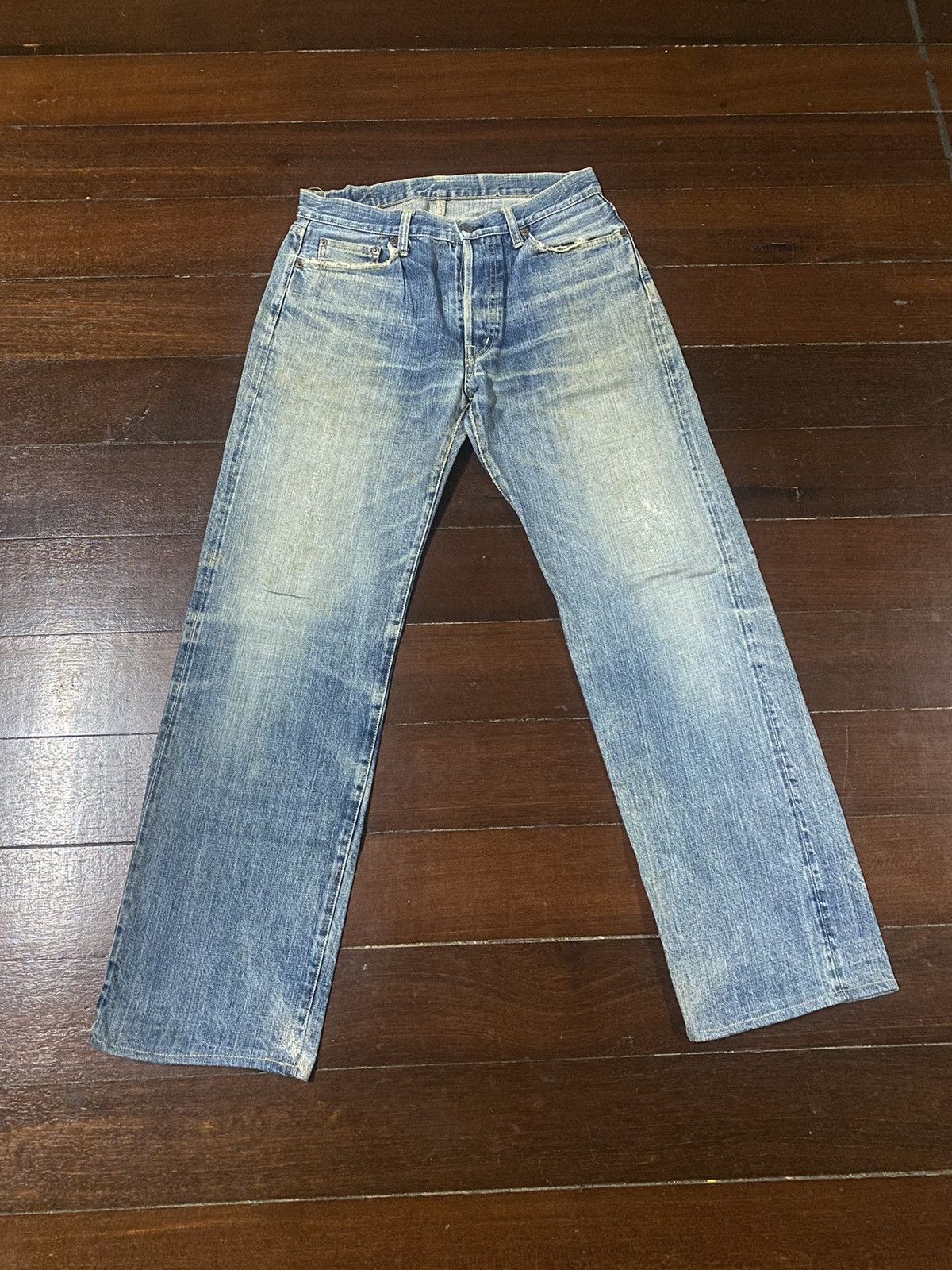 OMNIGOD Rare vintage Omnigod Distressed orenge Selvedge Jeans rework Size US 32 / EU 48 - 1 Thumbnail