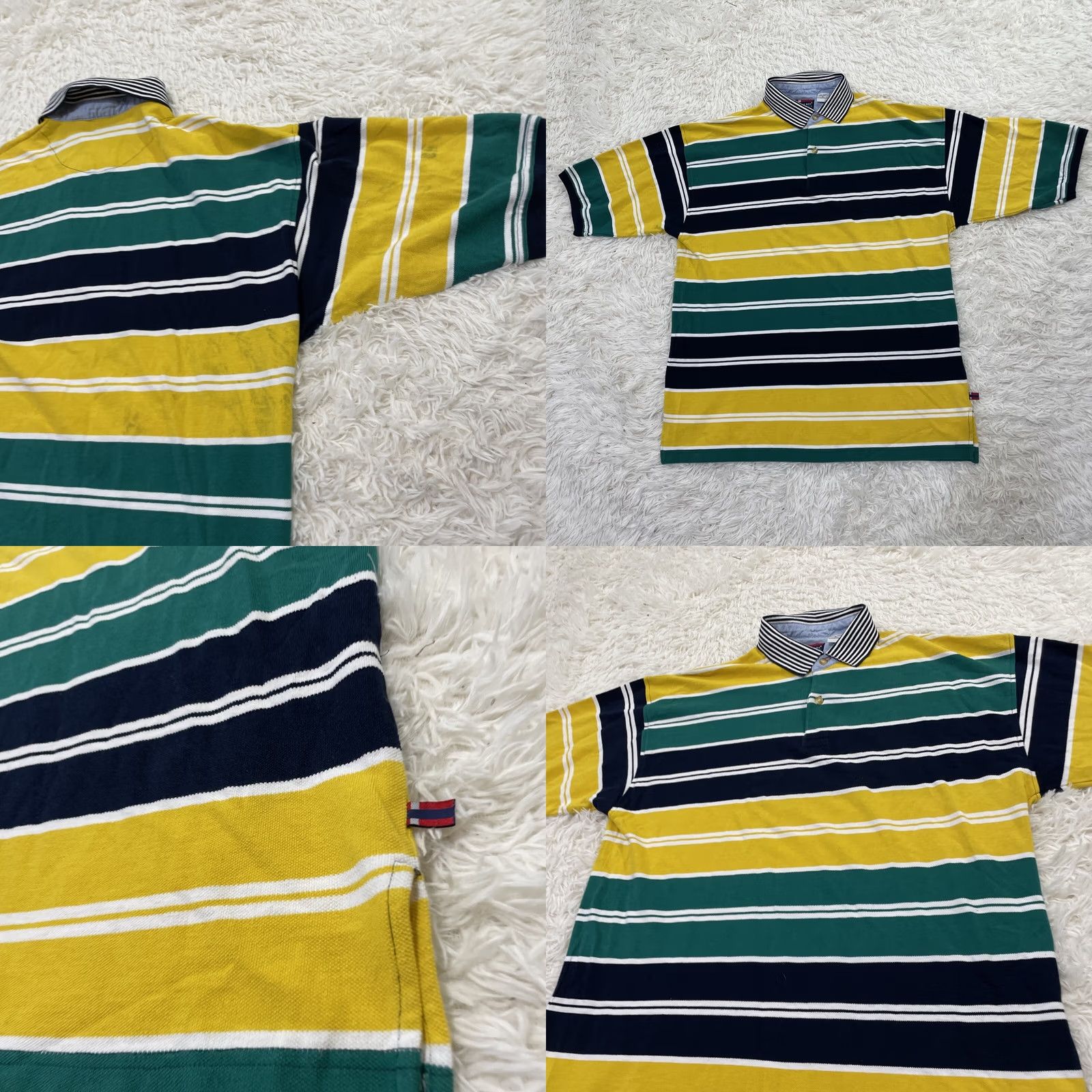 Bugle Boy VINTAGE Bugle Boy Polo Shirt Men XL Striped Green Yellow Blue Casual Streetwear 90s Grunge Stain Size US XL / EU 56 / 4 - 10 Thumbnail