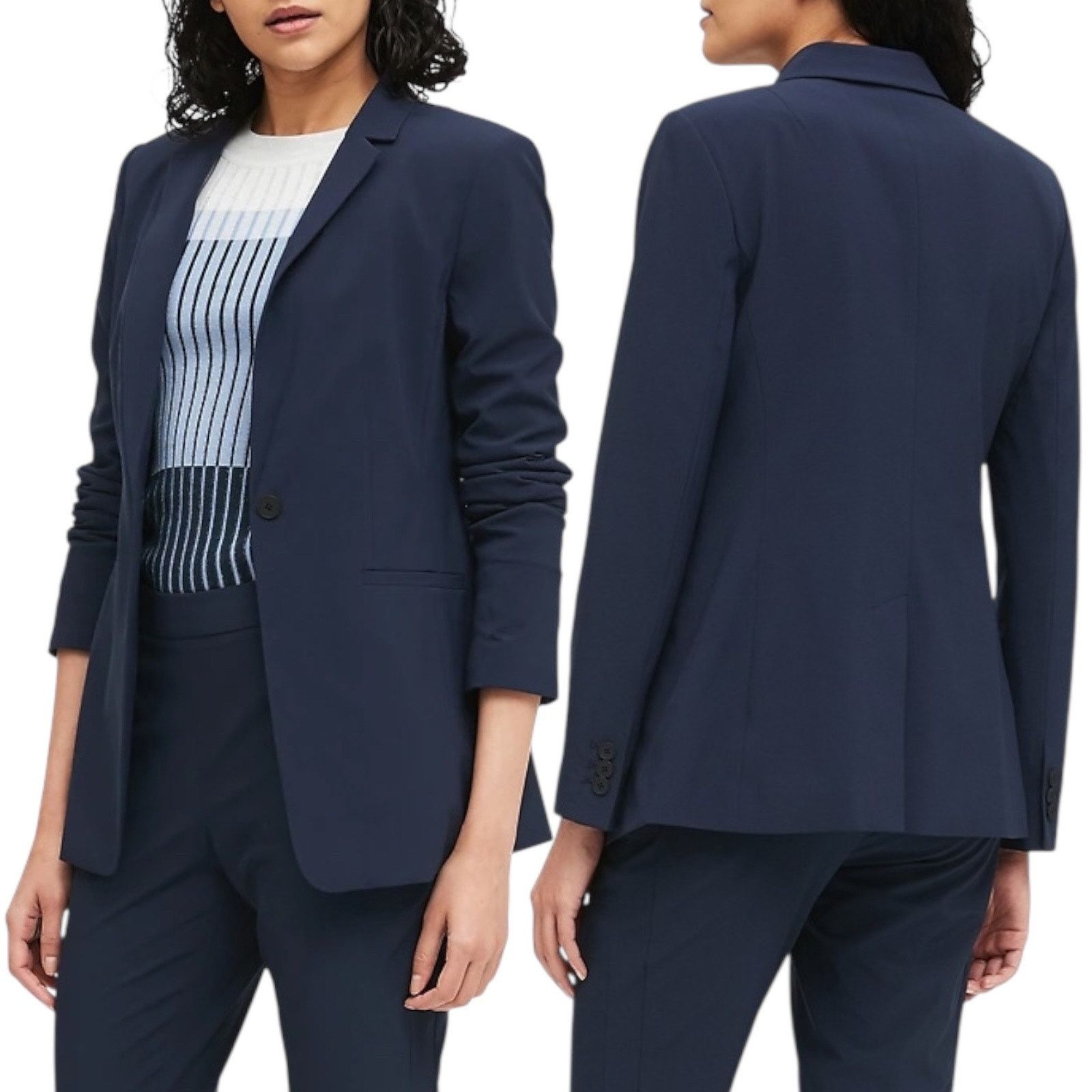 Banana Republic Long and Lean Washable Wool Blazer Navy 18
