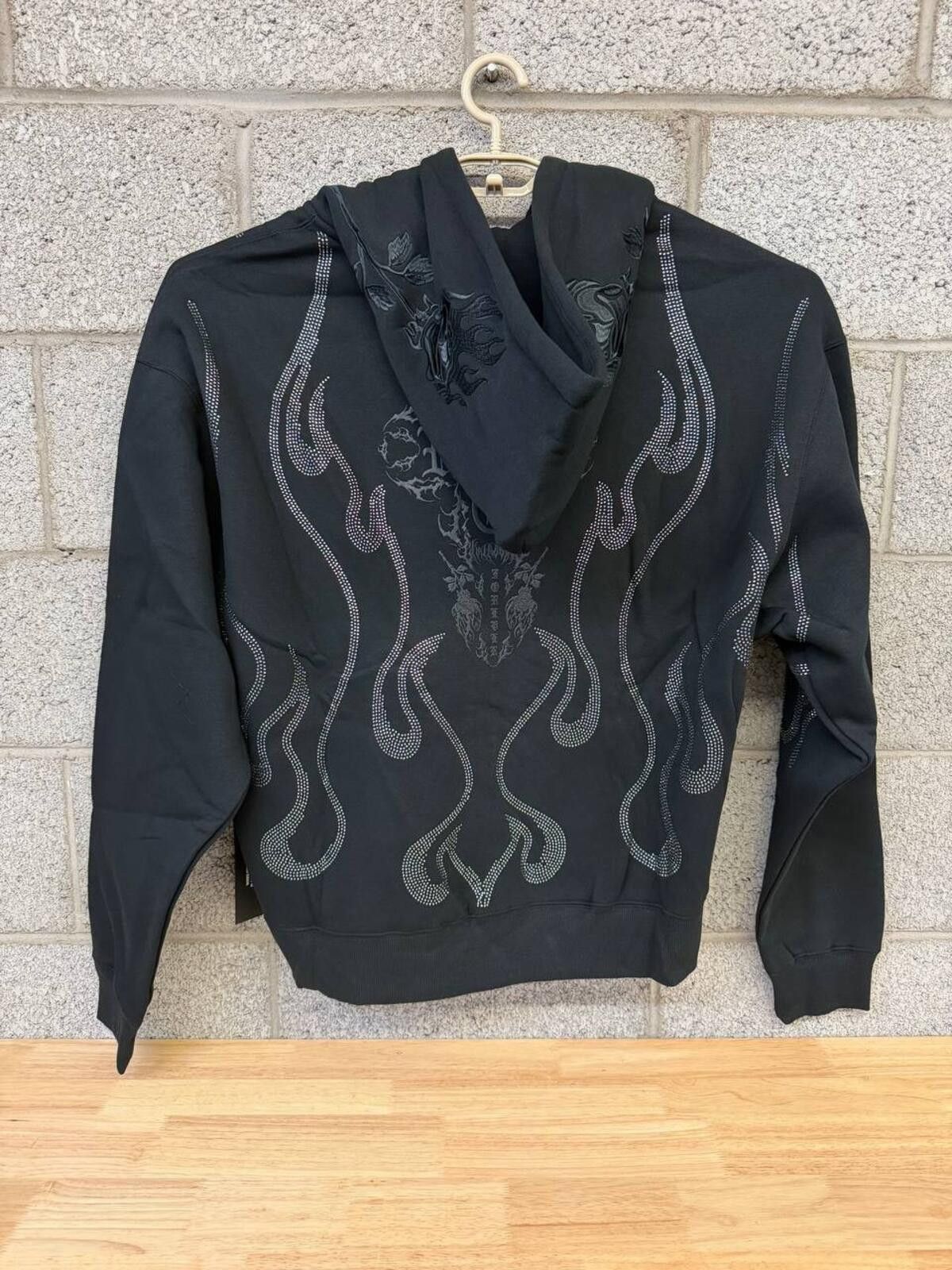 Civil Regime Civil Regime Rhinestone Flame Zip Hoodie XL Black Streetwear Size US XL / EU 56 / 4 - 2 Thumbnail