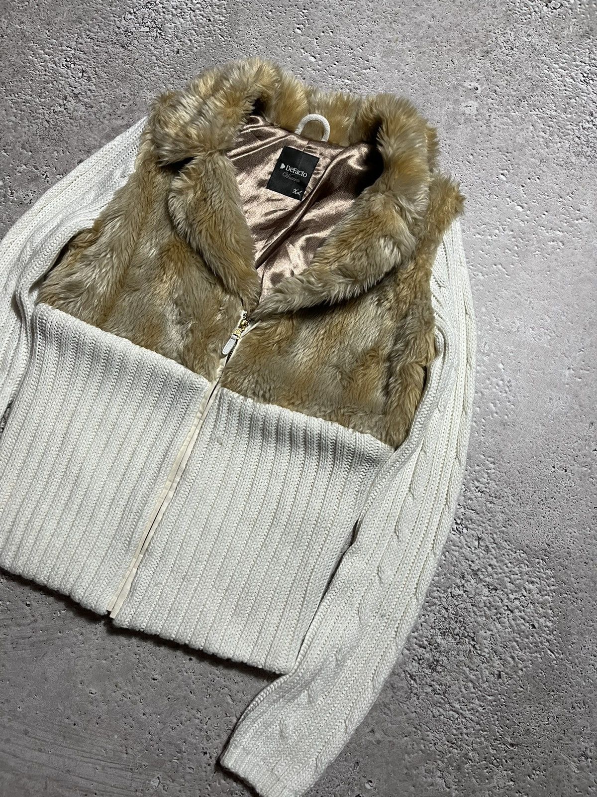 If Six Was Nine × Japanese Brand Y2K Japanese Style Fur Zip Jacket Knit Sleeve Size XL / US 12-14 / IT 48-50 - 2 Thumbnail