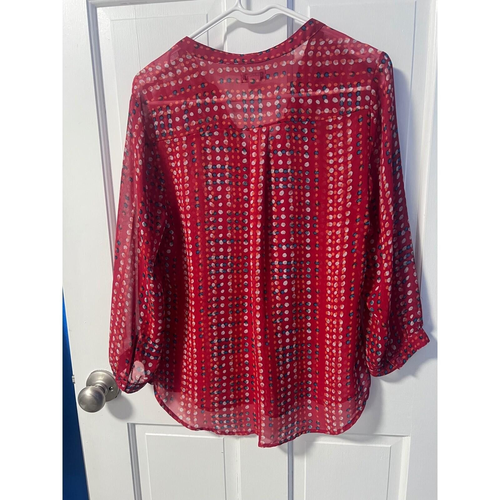 Old Navy Old Navy Womens Red Polka Dot Blouse Size M 3/4 Sleeve Size M / US 6-8 / IT 42-44 - 4 Thumbnail