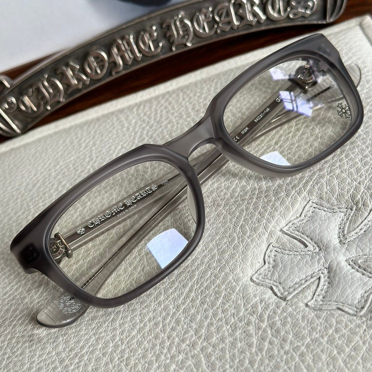 Pre-owned Chrome Hearts Grim Glasses In Grey