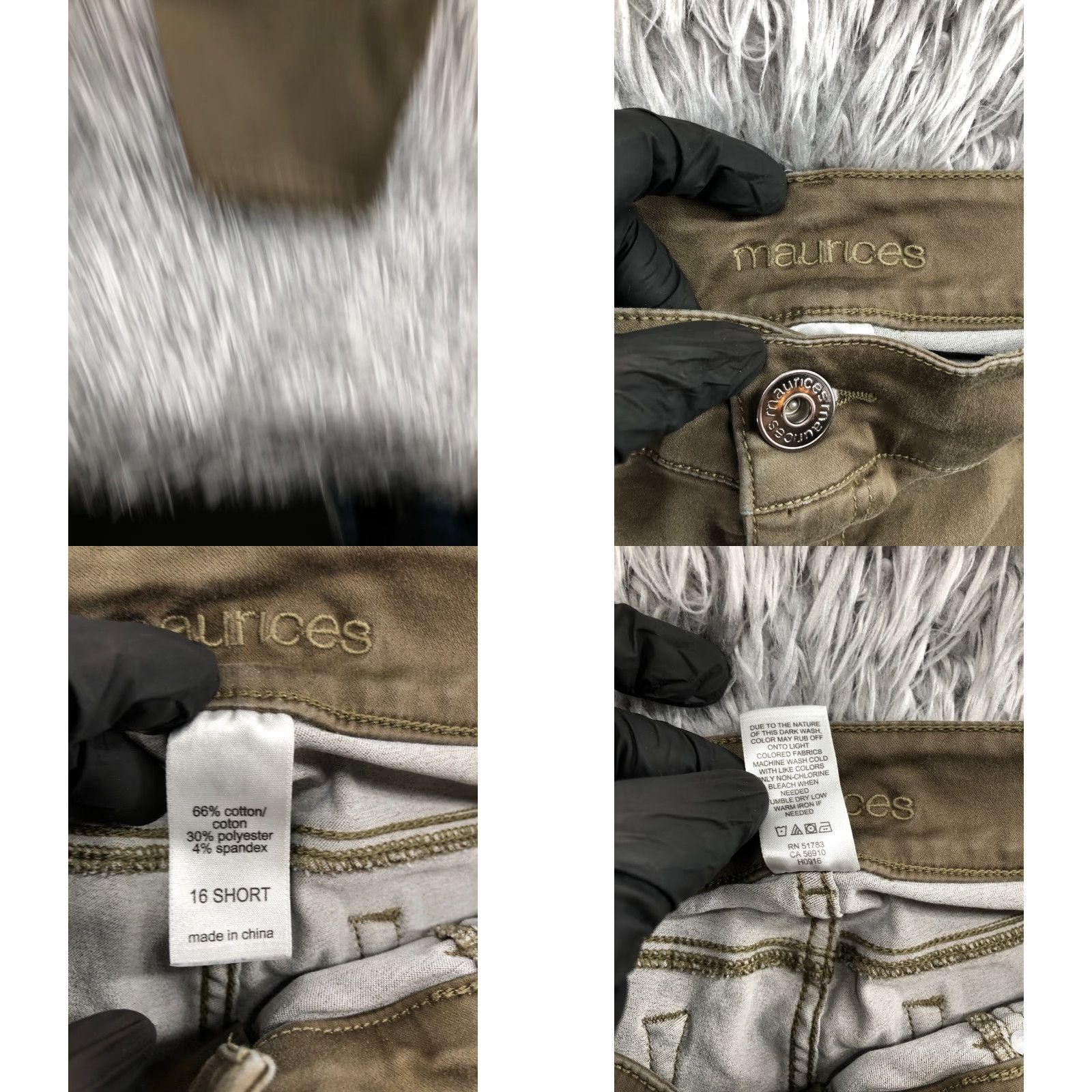Vintage Maurices Skinny Pants Size 16 Short Womens Beige Green Knit Stretch Pockets Flat Front Regular Ankle Mid Rise Size 38" / US 16 / IT 52 - 8 Thumbnail