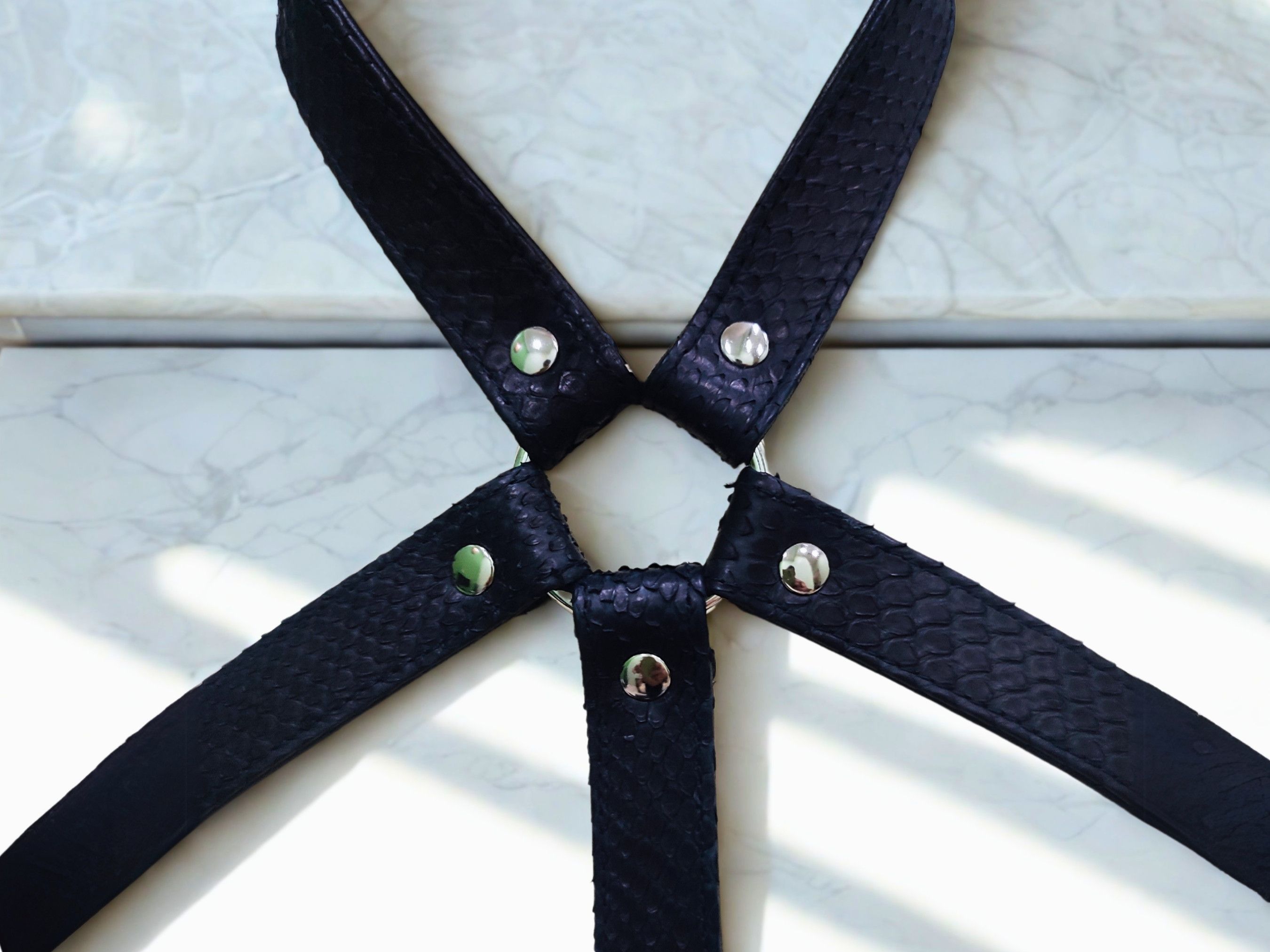 Handmade Snakeskin Leather Punk Harness Rave Festival Party Size ONE SIZE - 7 Thumbnail