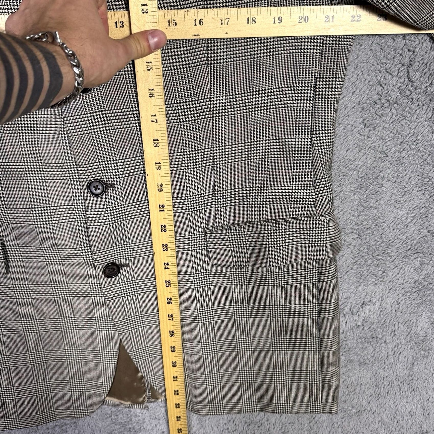 Ralph Lauren VINTAGE Ralph Lauren Blazer Men 44L Silk Wool Glen Check Houndstooth Suit Jacket 3Button Size 44R - 7 Thumbnail