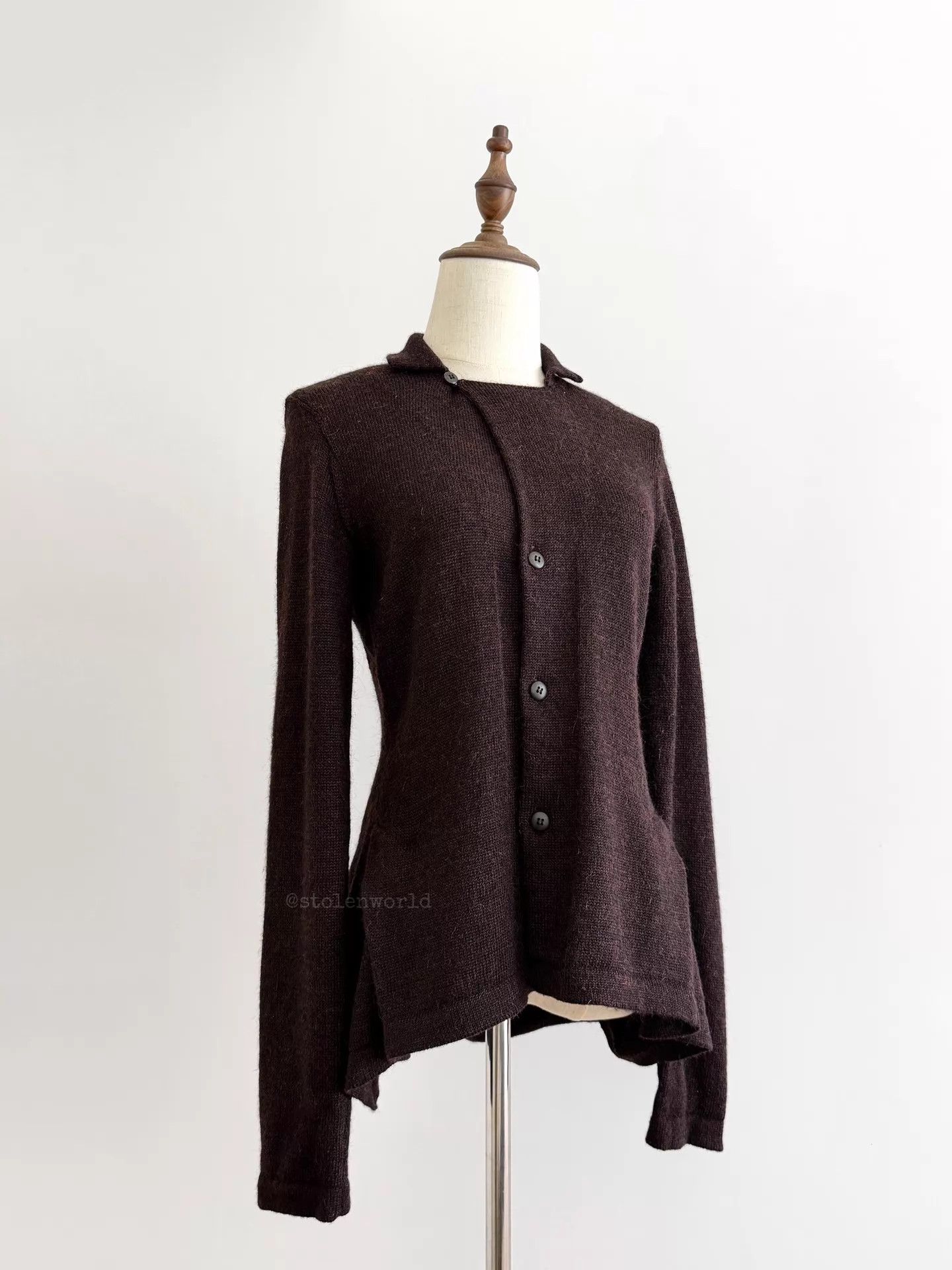 Y's Y's Transformed Wool Cardigan Deep Cocoa Purple-Red Tone Size L / US 10 / IT 46 - 7 Thumbnail
